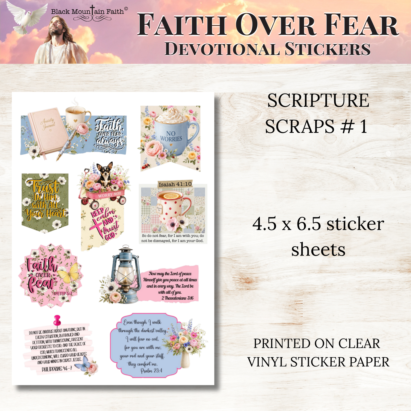 Faith Over Fear INDIVIDUAL Devotional Sticker Sheets | Scriptures for Anxiety