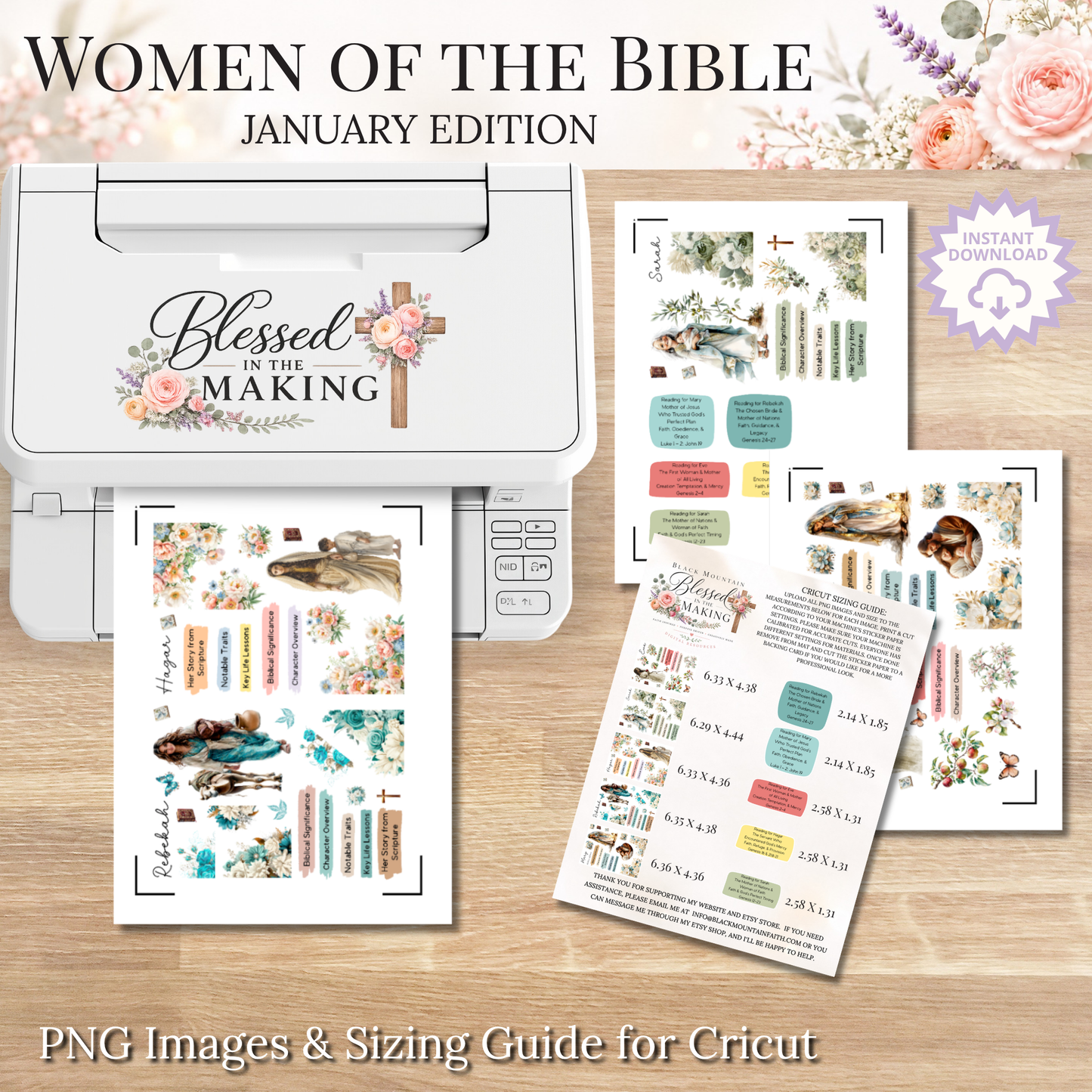 January Women of the Bible | Printable PDF | Cricut & Silhouette Files | Digital Stickers