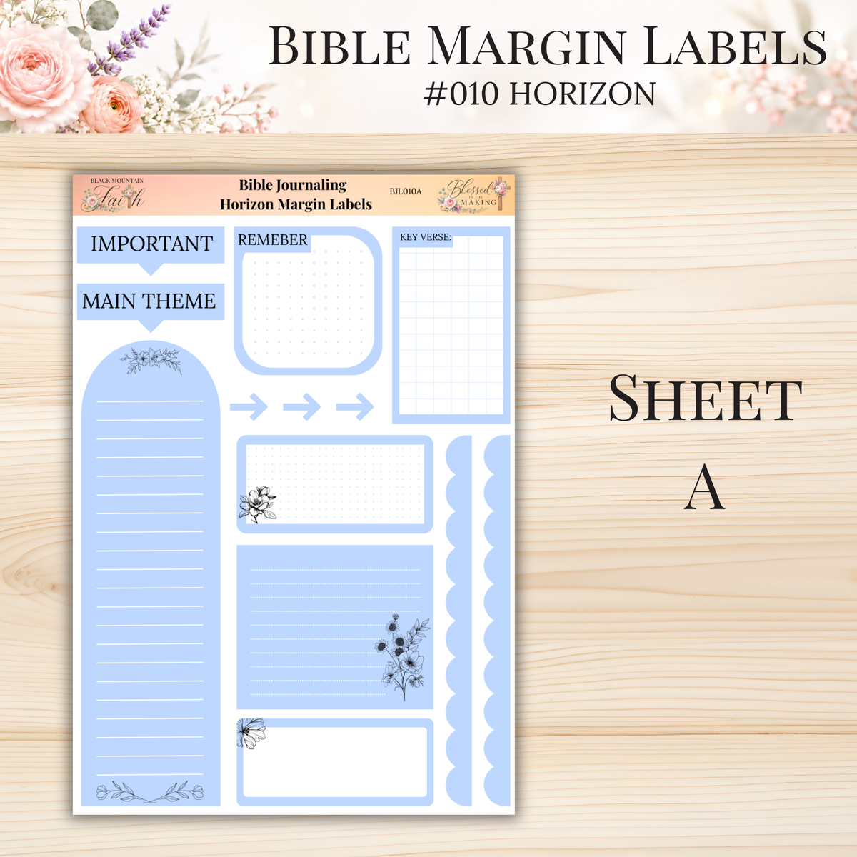 Bible Margin Labels #010 Horizon | Physical Sticker Sheets for Scripture Study