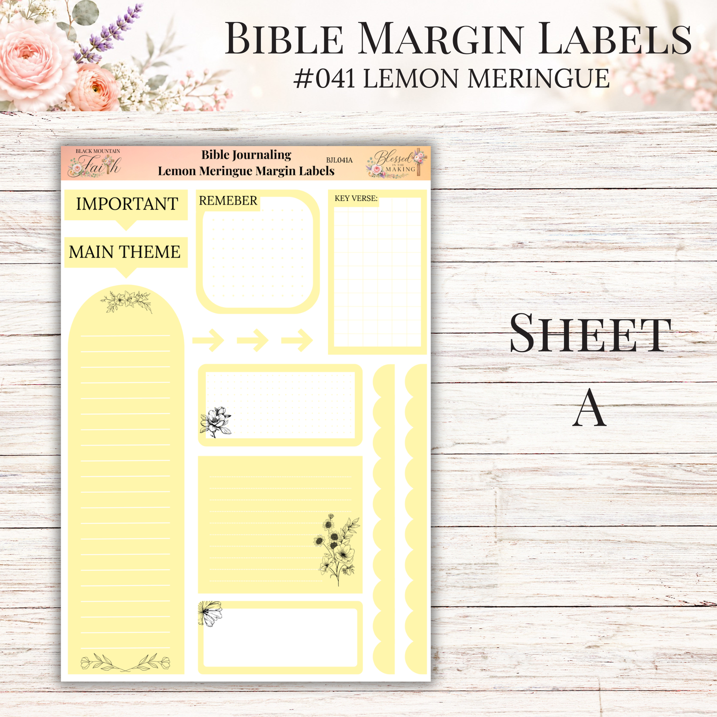 Bible Margin Labels #041 Lemon Meringue | Physical Sticker Sheets for Scripture Study