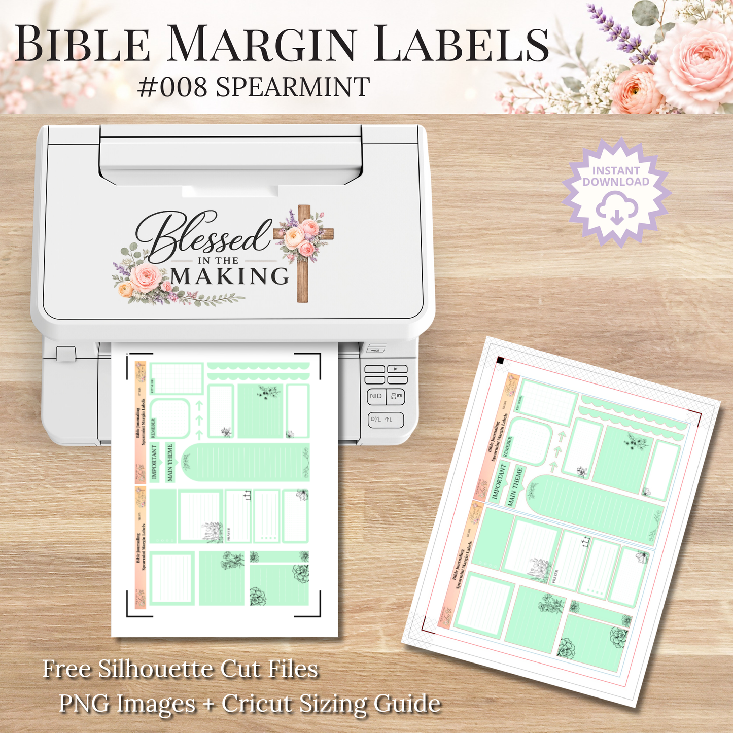 Bible Margin Labels 008 Spearmint Print & Cut Bible Stickers