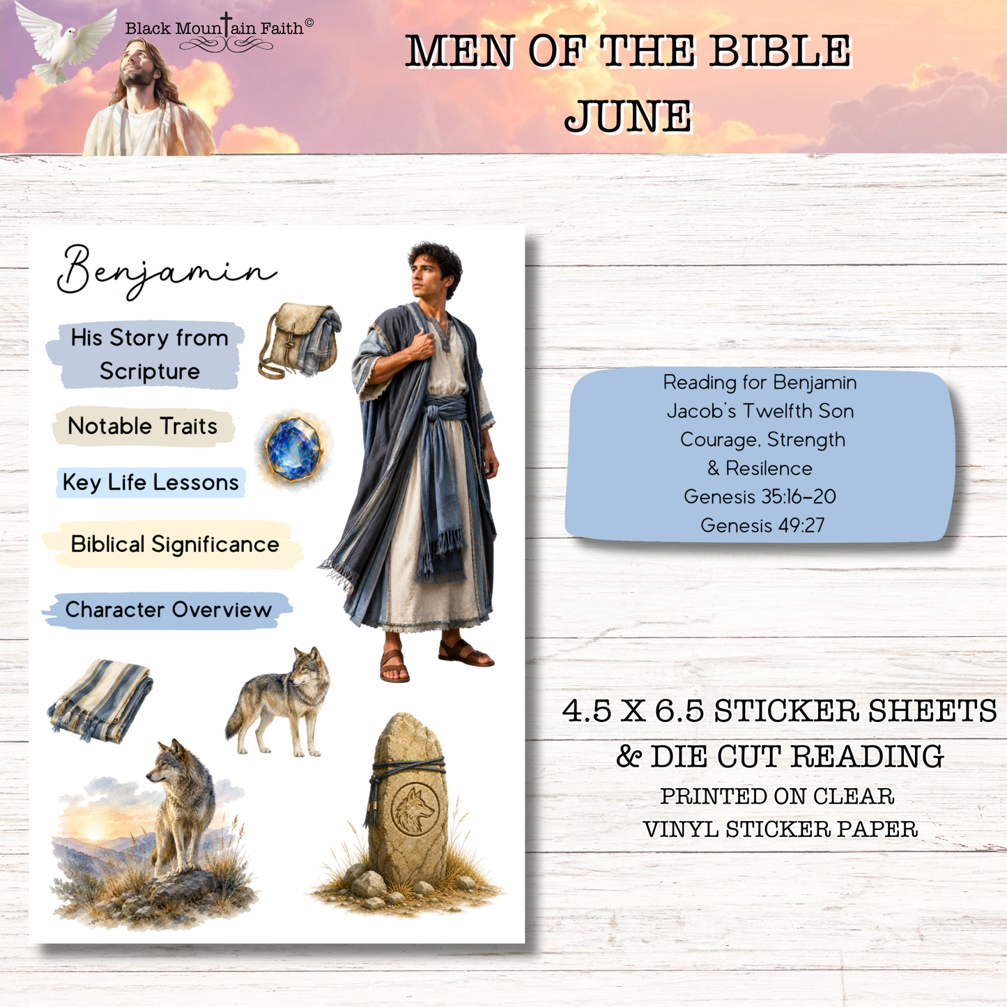 JUNE Men of the Bible Snail Mail Stickers Stand Alone Listing