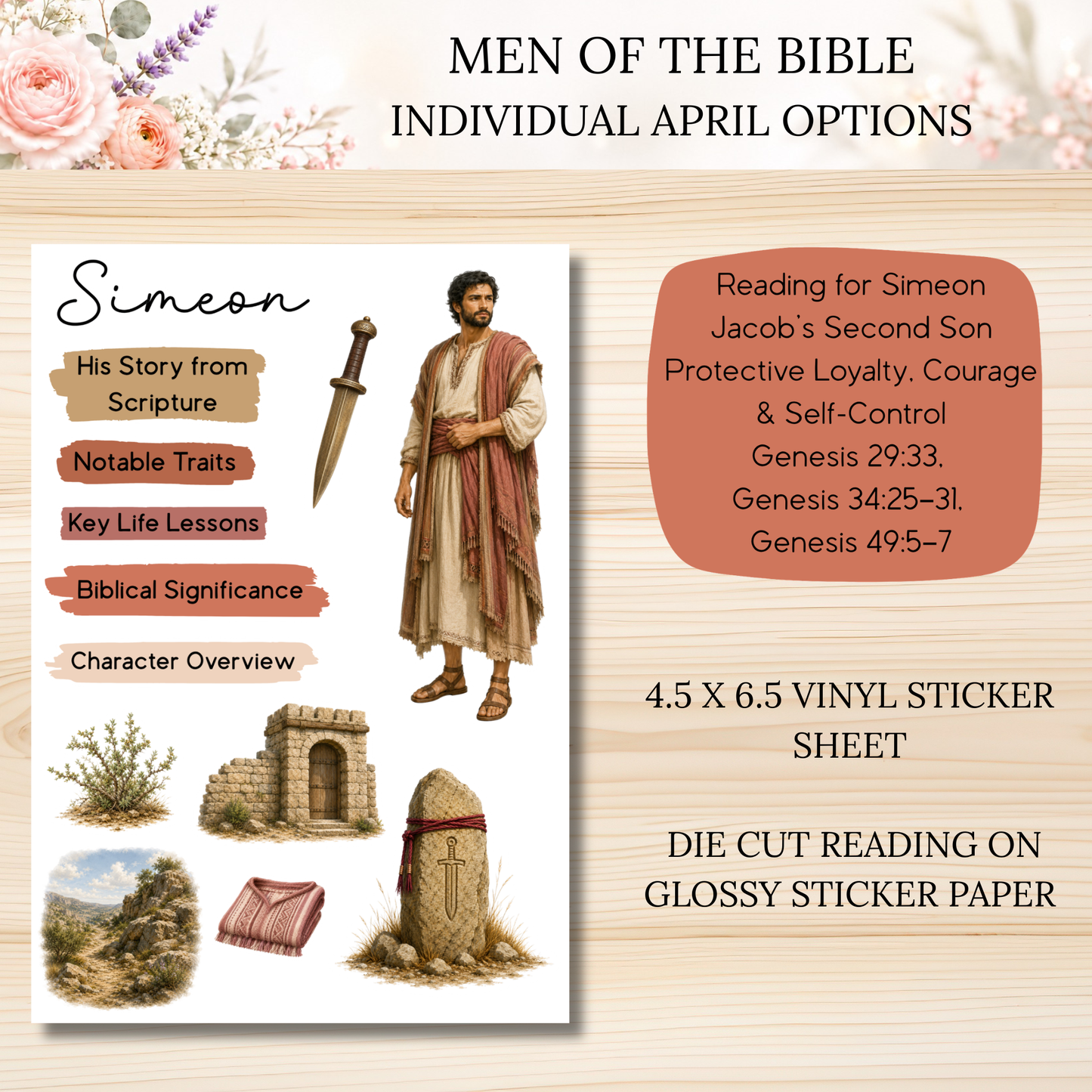 APRIL Men of the Bible Individual Sticker Sheet Options