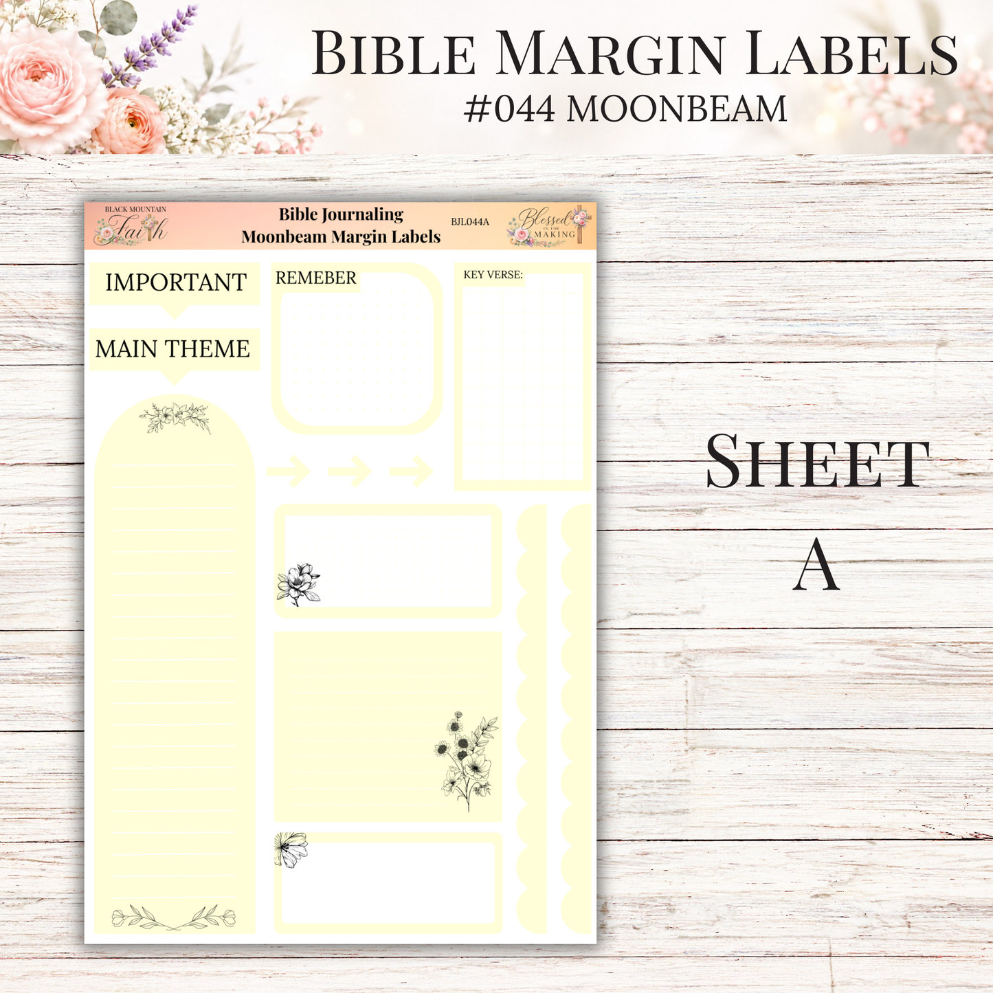 Bible Margin Labels #044 Moonbeam | Physical Sticker Sheets for Scripture Study