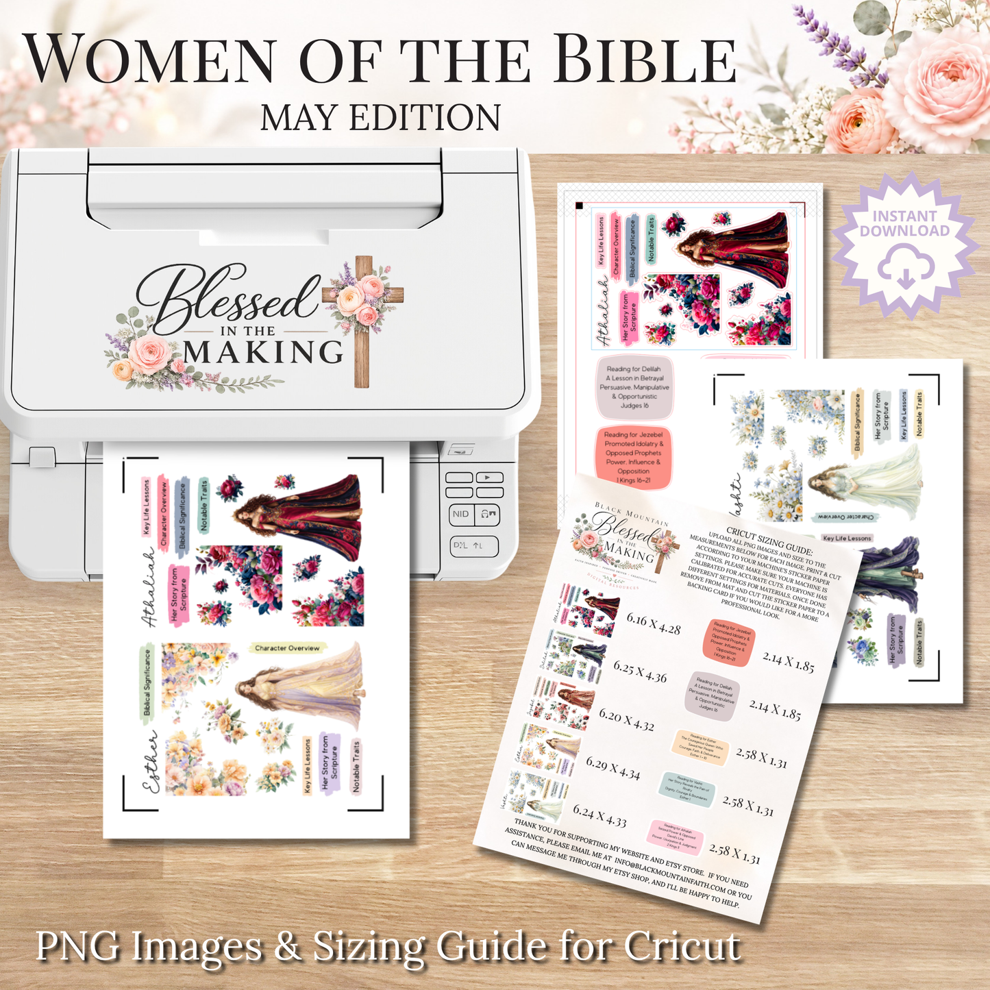 May Women of the Bible | Printable PDF | Cricut & Silhouette Files | Digital Stickers