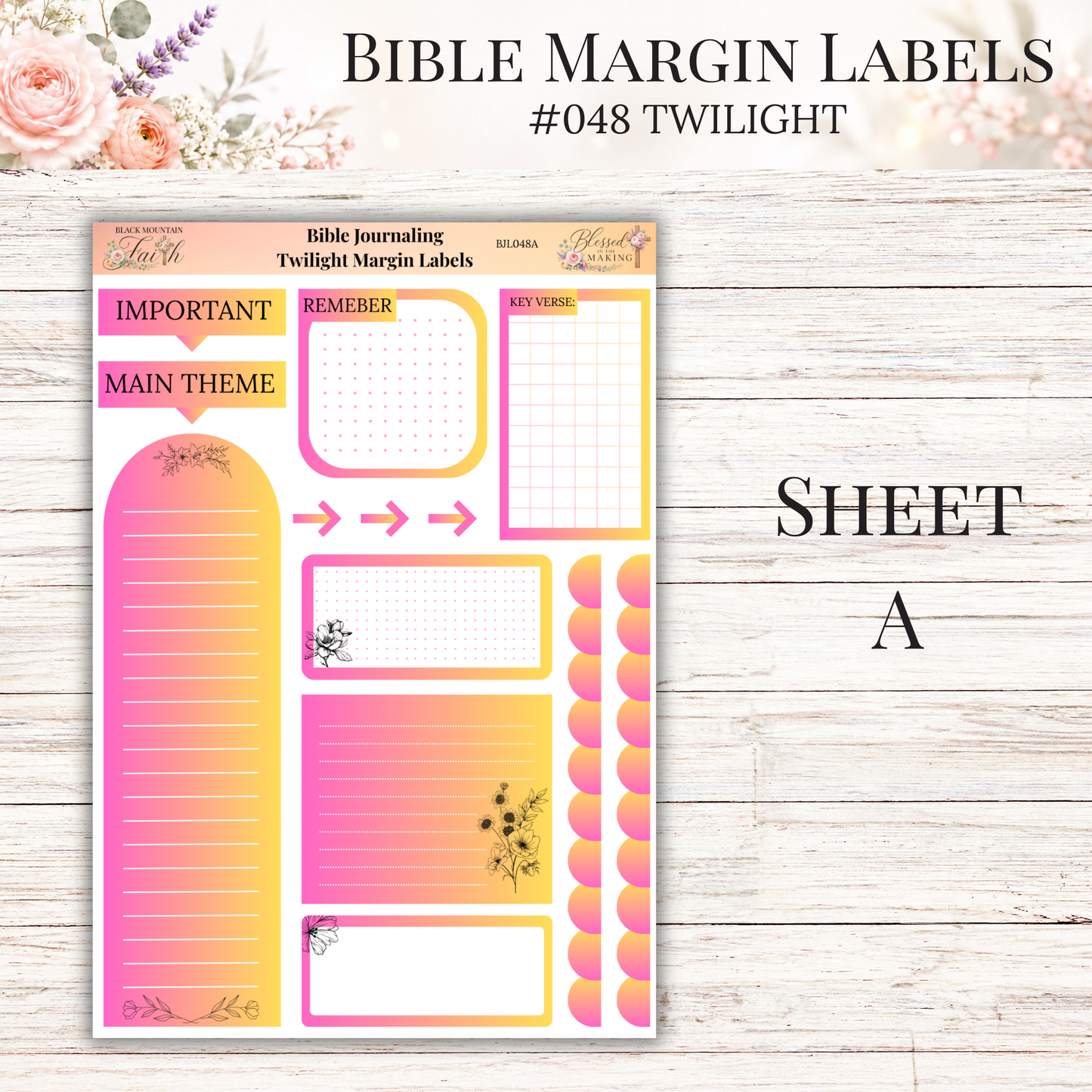 Bible Margin Labels #048 Twlight | Physical Sticker Sheets for Scripture Study