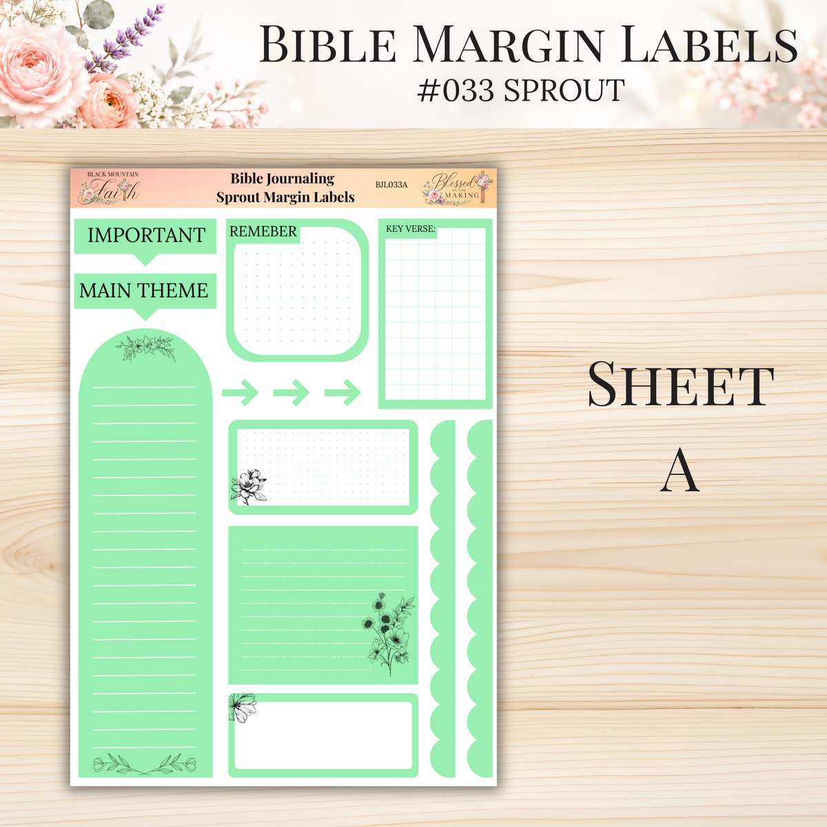 Bible Margin Labels #033 Sprout | Physical Sticker Sheets for Scripture Study