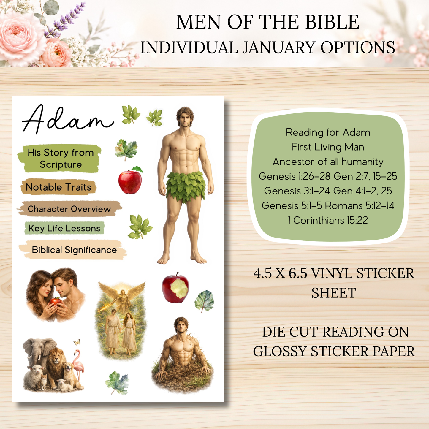 JANUARY Men of the Bible Individual Sticker Sheet Options