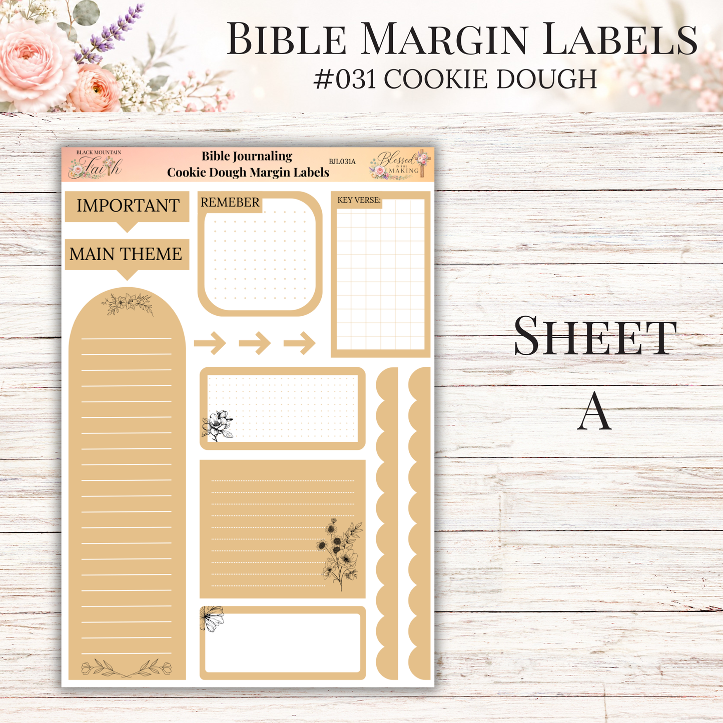 Bible Margin Labels #031 Cookie Dough | Physical Sticker Sheets for Scripture Study