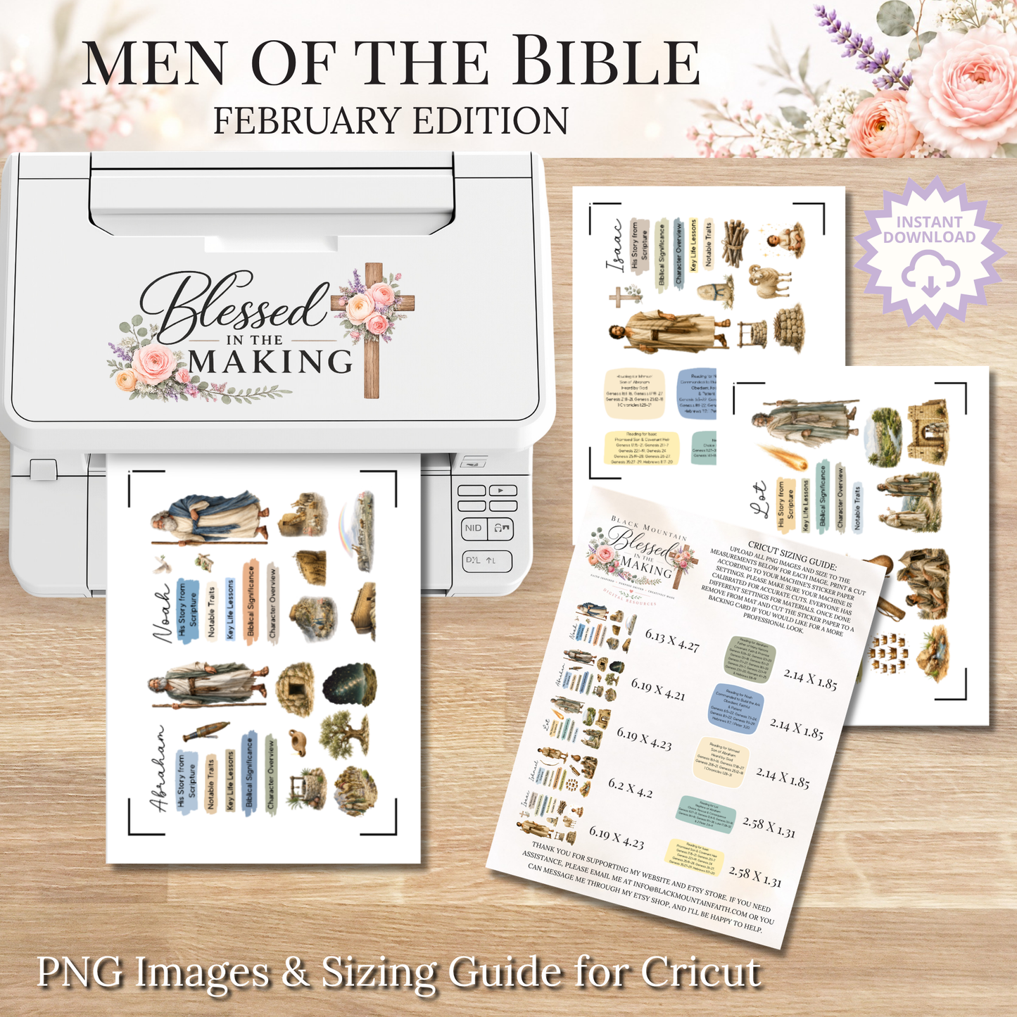 February Men of the Bible | Printable PDF | Cricut & Silhouette Files | Digital Stickers
