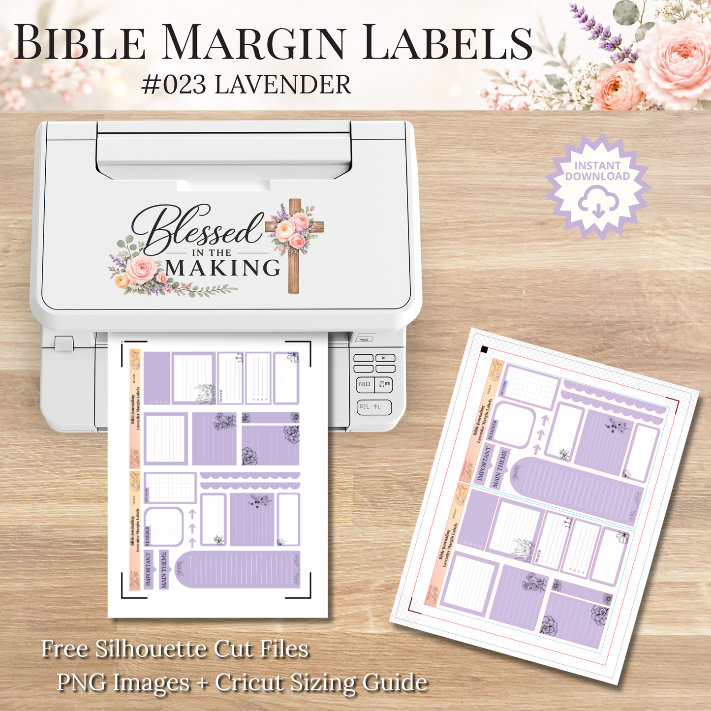 Bible Margin Labels 023 Lavender Print & Cut Bible Stickers
