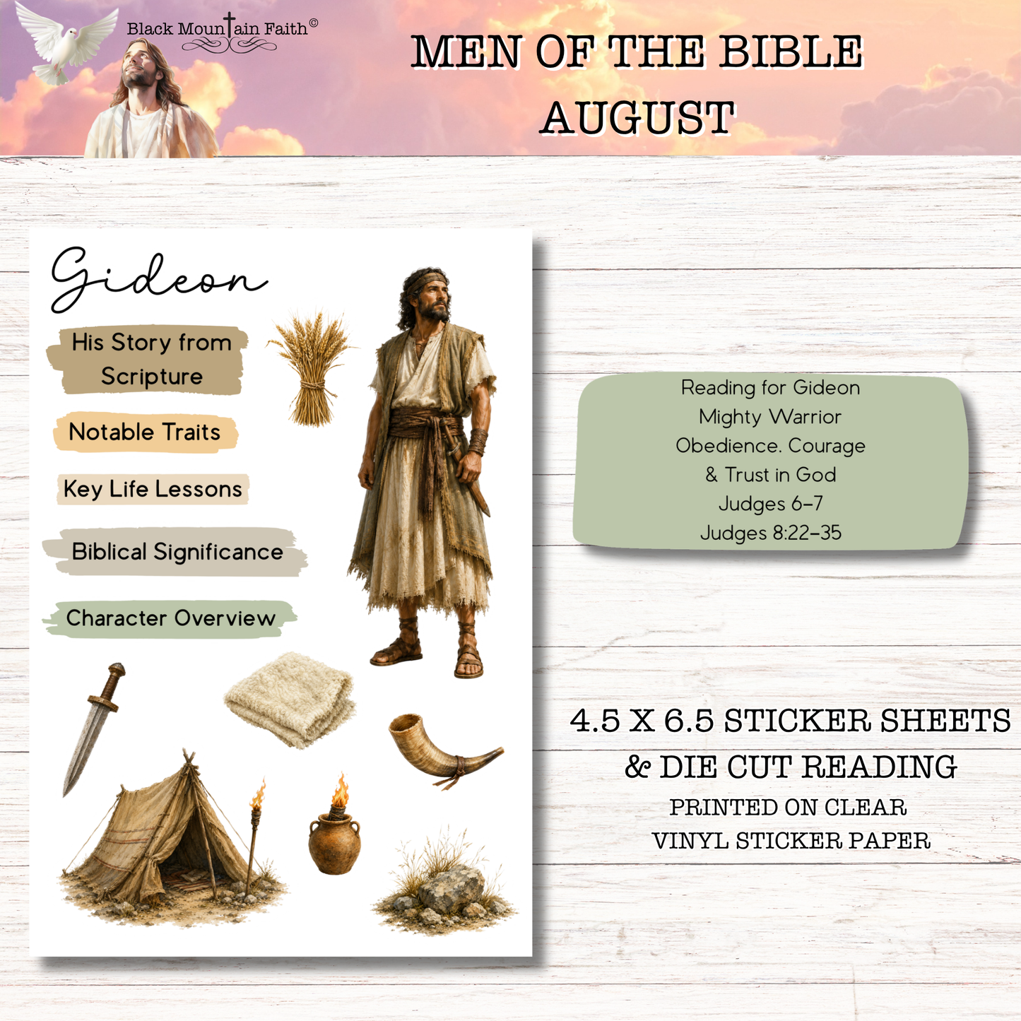 AUGUST Men of the Bible Snail Mail Stickers Stand Alone Listing