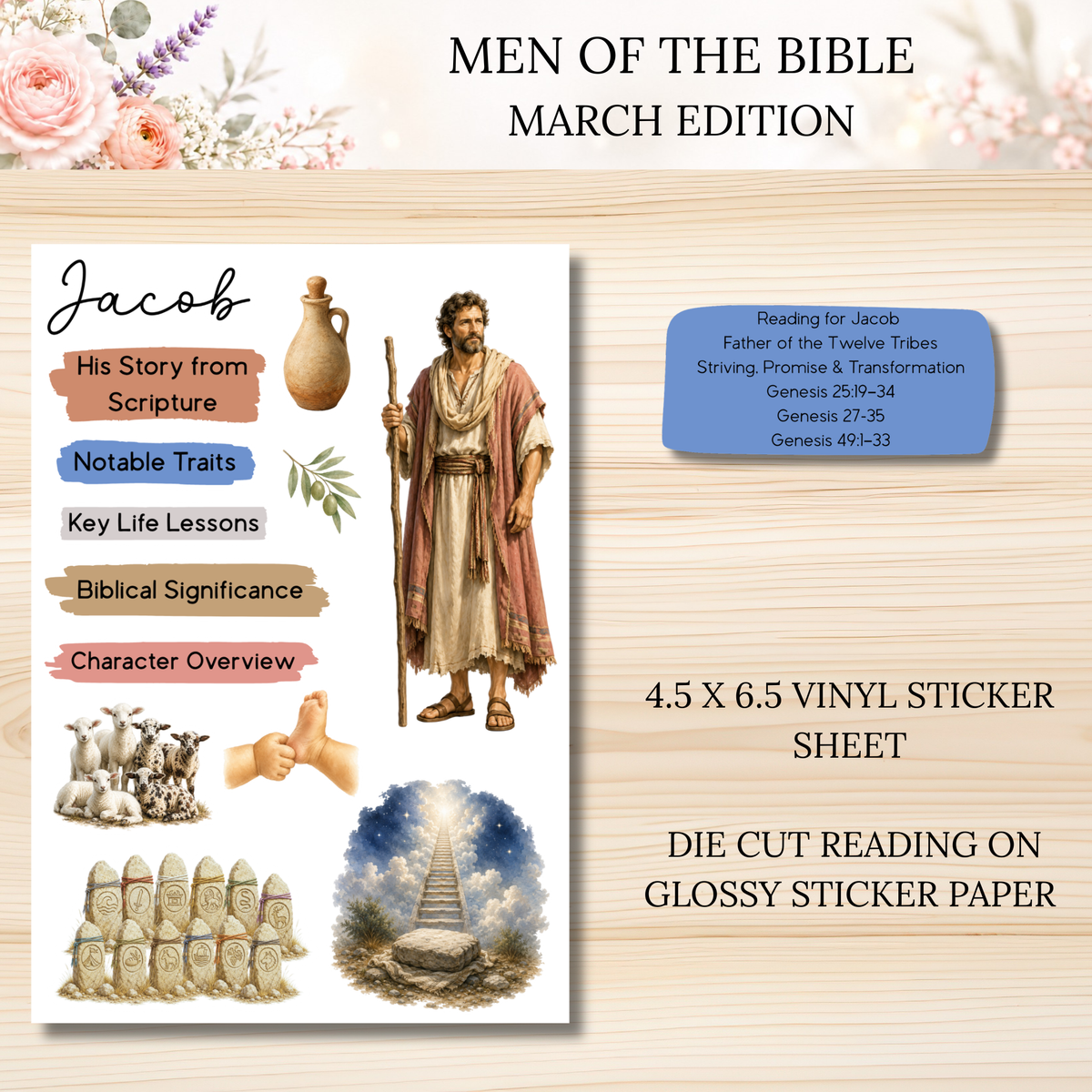 MARCH Men of the Bible Snail Mail Stickers PAST EDITION Listing