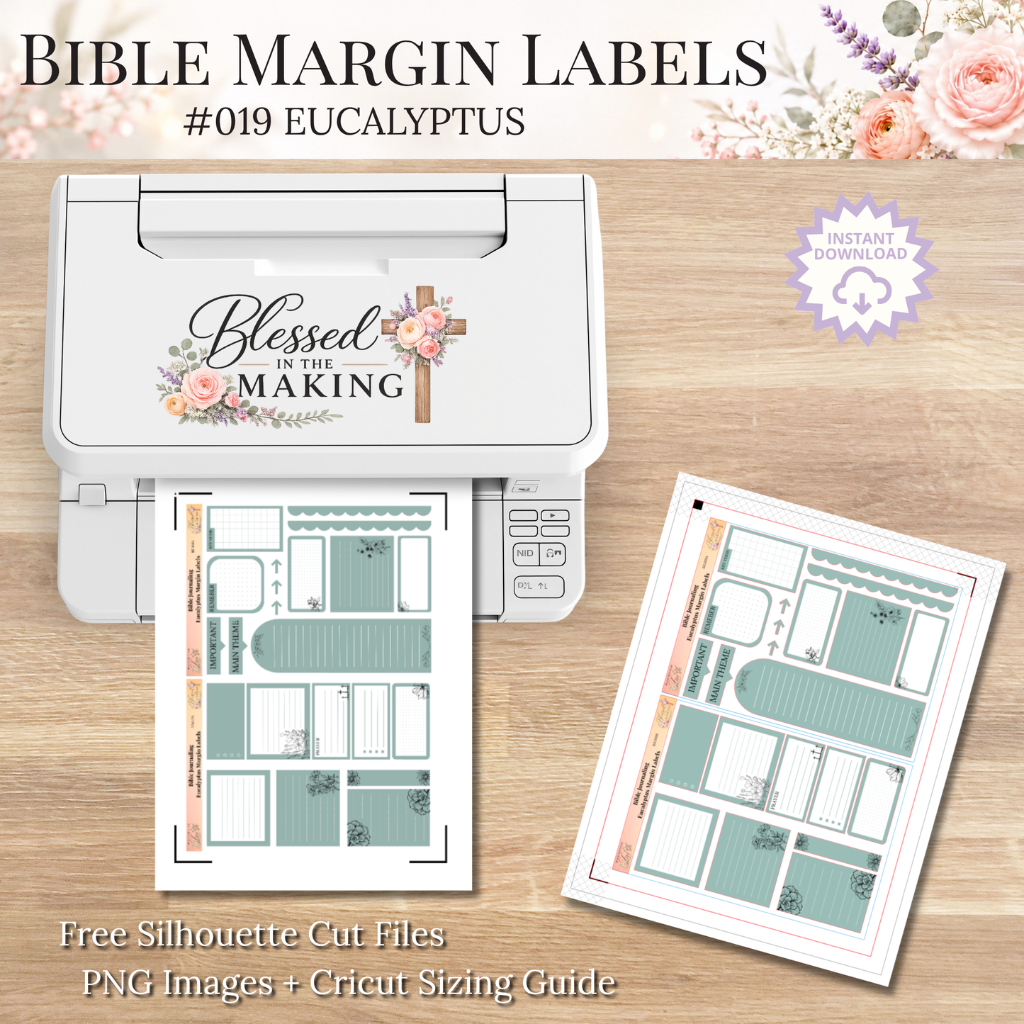 Bible Margin Labels 019 Eucalyptus Print & Cut Bible Stickers