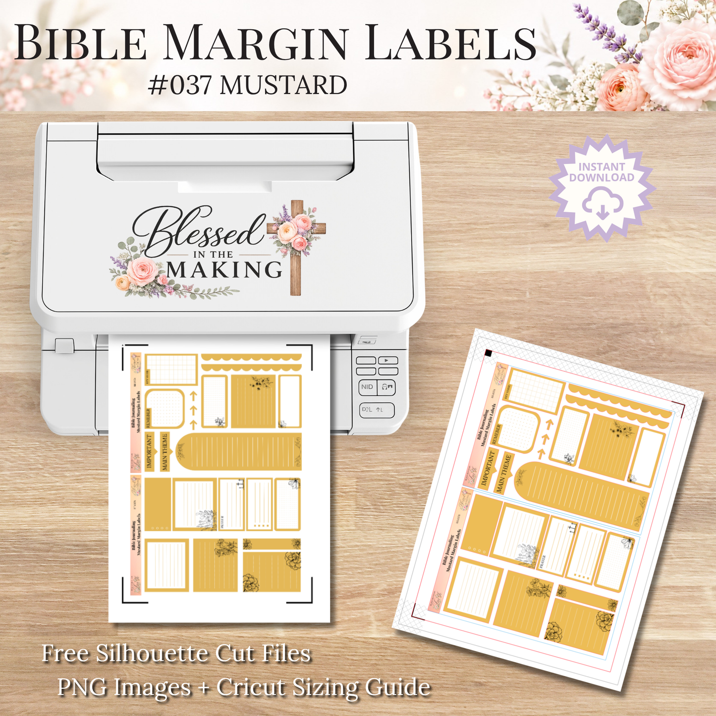 Bible Margin Labels 037 Mustard Print & Cut Bible Stickers