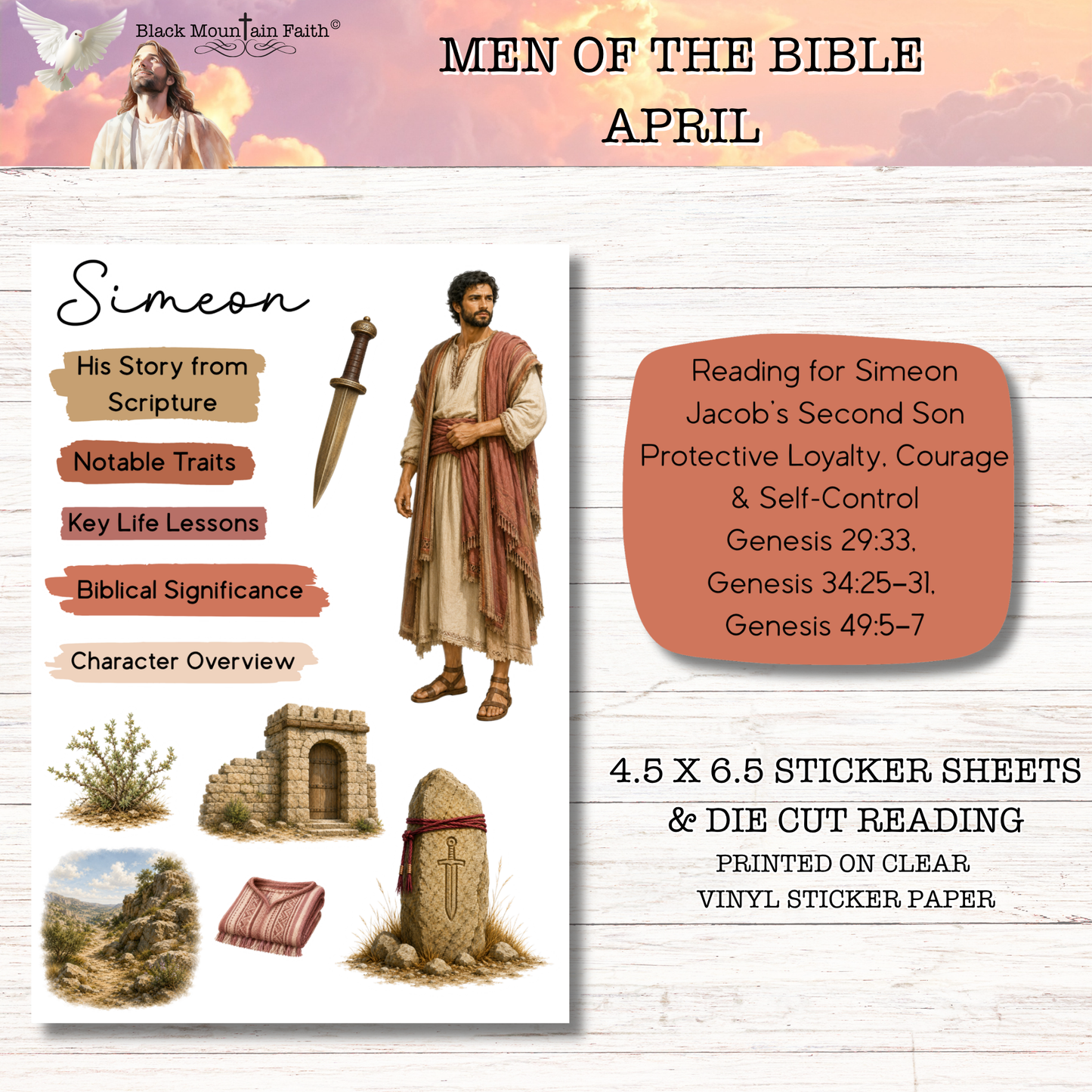 APRIL Men of the Bible Snail Mail Stickers Stand Alone Listing