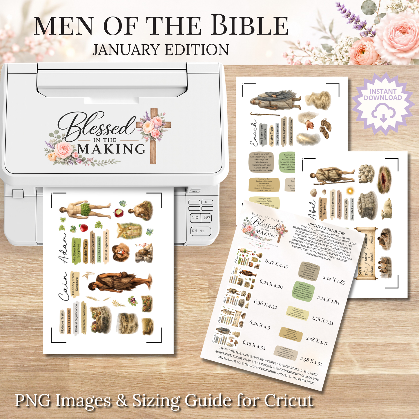 January Men of the Bible | Printable PDF | Cricut & Silhouette Files | Digital Stickers