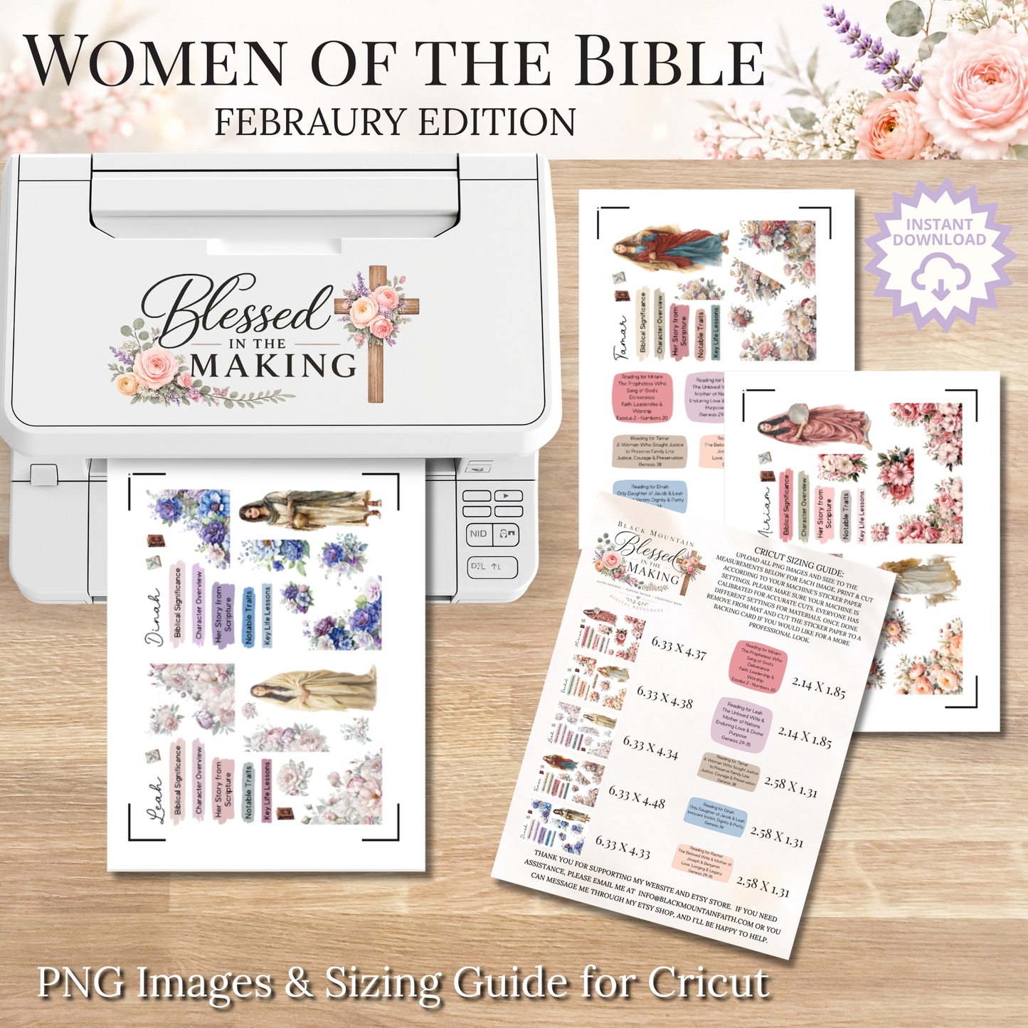 February Women of the Bible | Printable PDF | Cricut & Silhouette Files | Digital Stickers