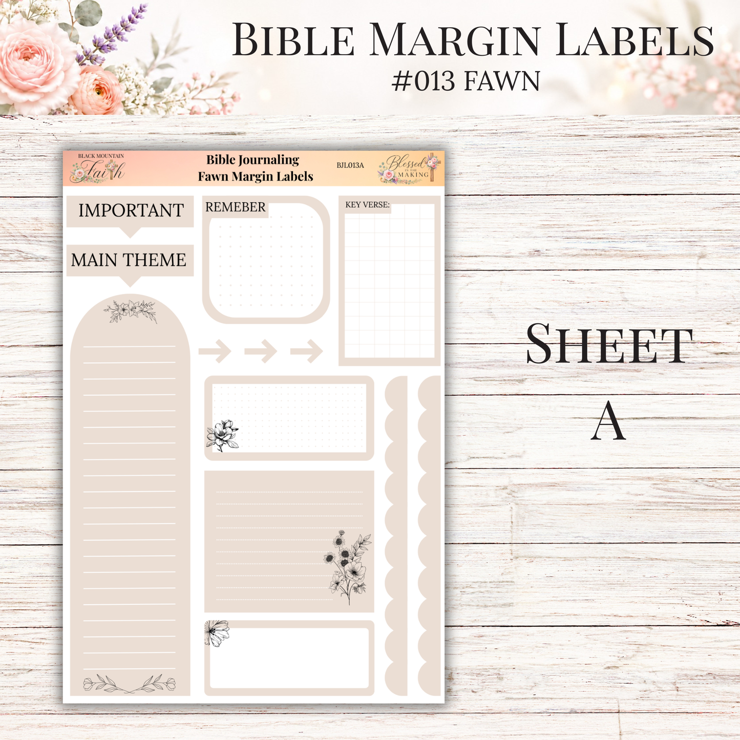 Bible Margin Labels #013 Fawn | Physical Sticker Sheets for Scripture Study