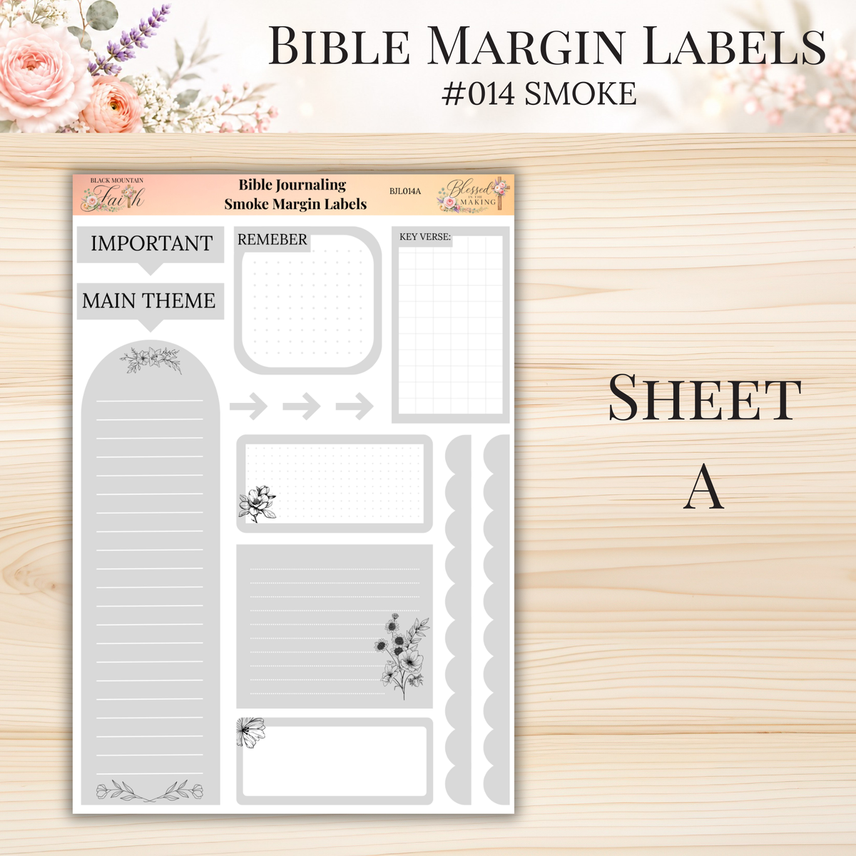 Bible Margin Labels #014 Smoke | Physical Sticker Sheets for Scripture Study