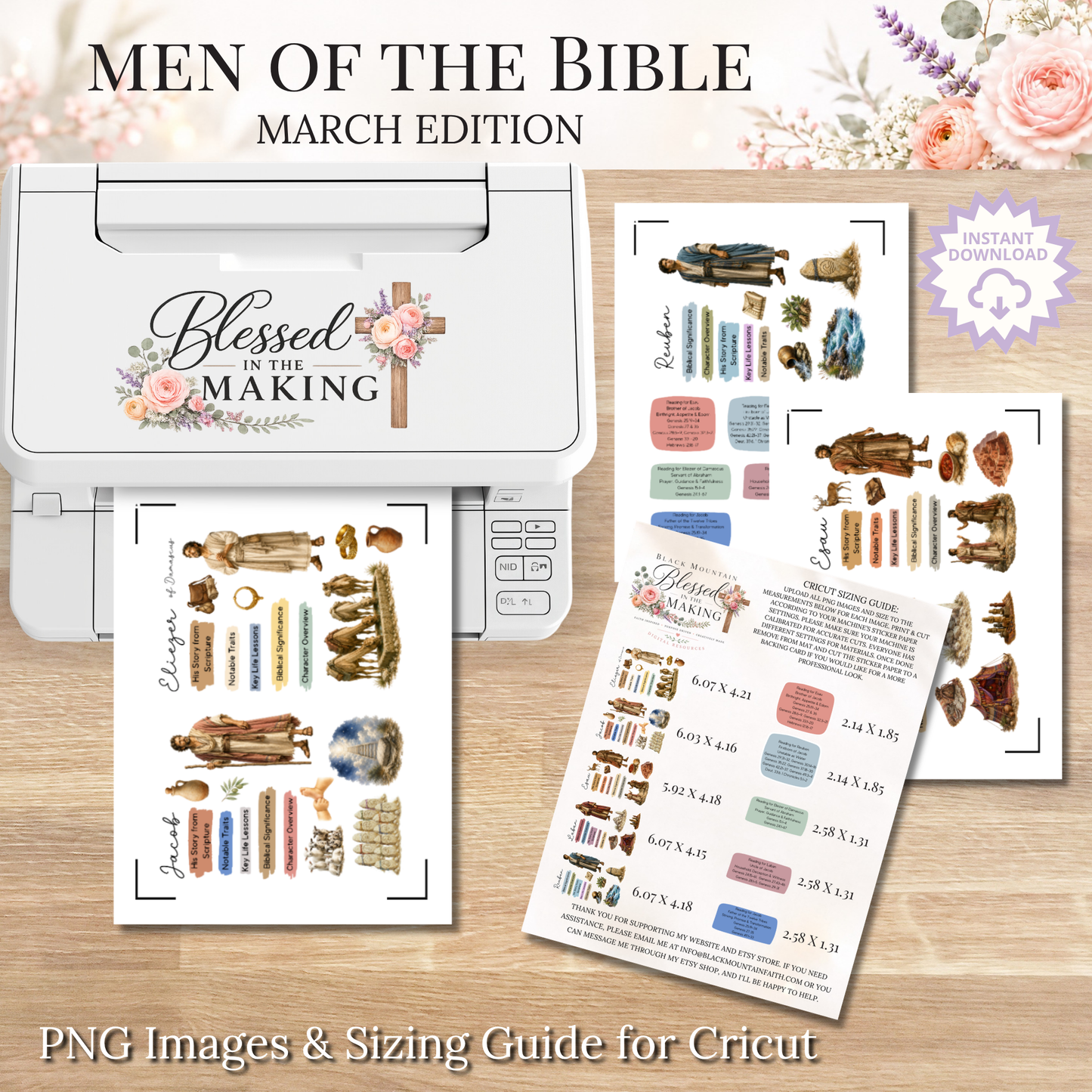 March Men of the Bible | Printable PDF | Cricut & Silhouette Files | Digital Stickers