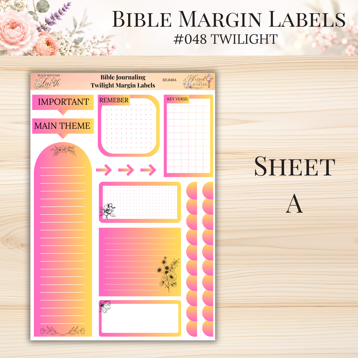 Bible Margin Labels #048 Twlight | Physical Sticker Sheets for Scripture Study
