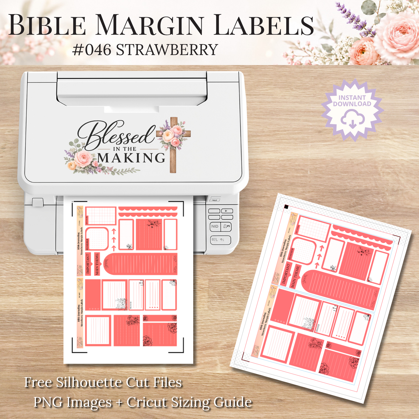 Bible Margin Labels 046 Strawberry Print & Cut Bible Stickers