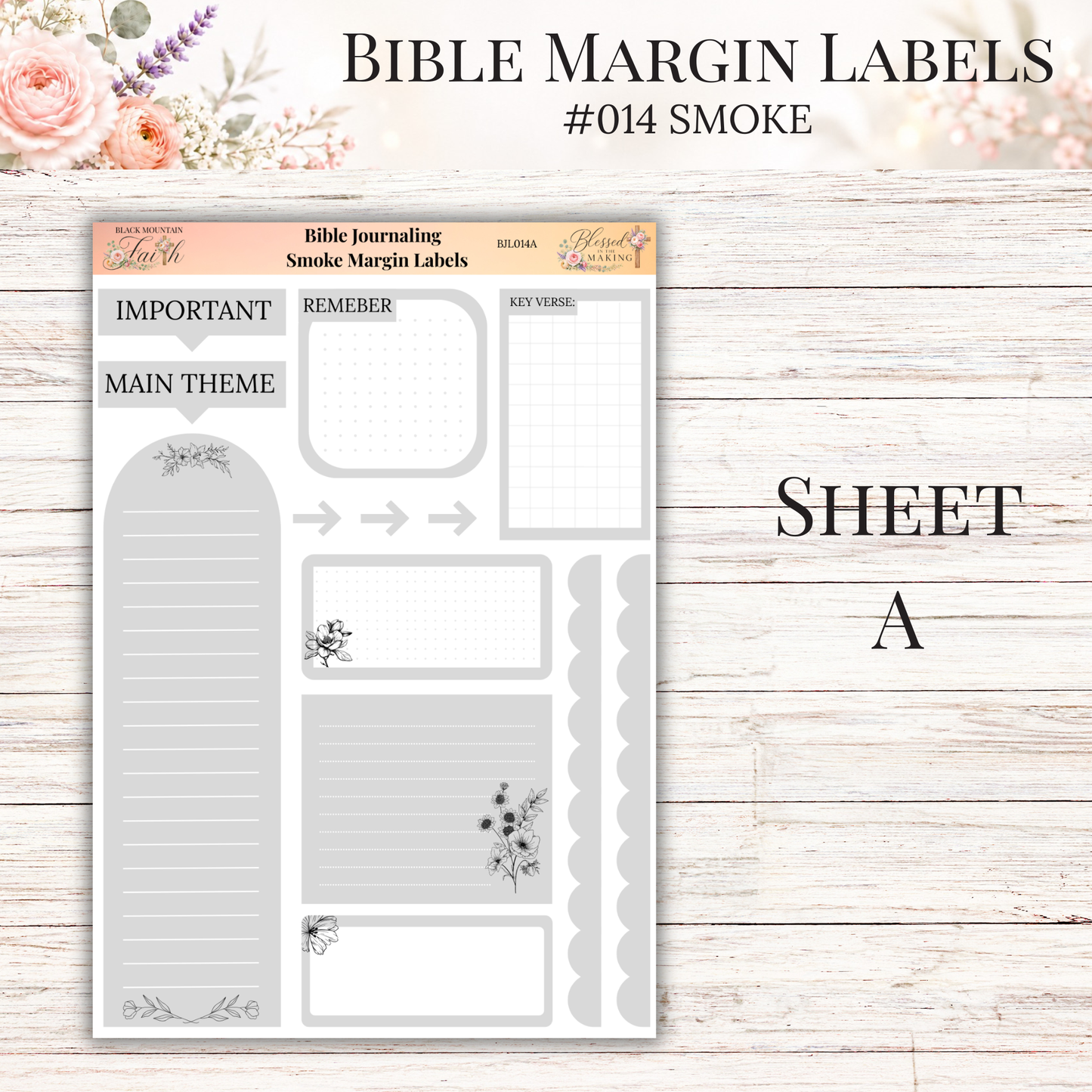 Bible Margin Labels #014 Smoke | Physical Sticker Sheets for Scripture Study