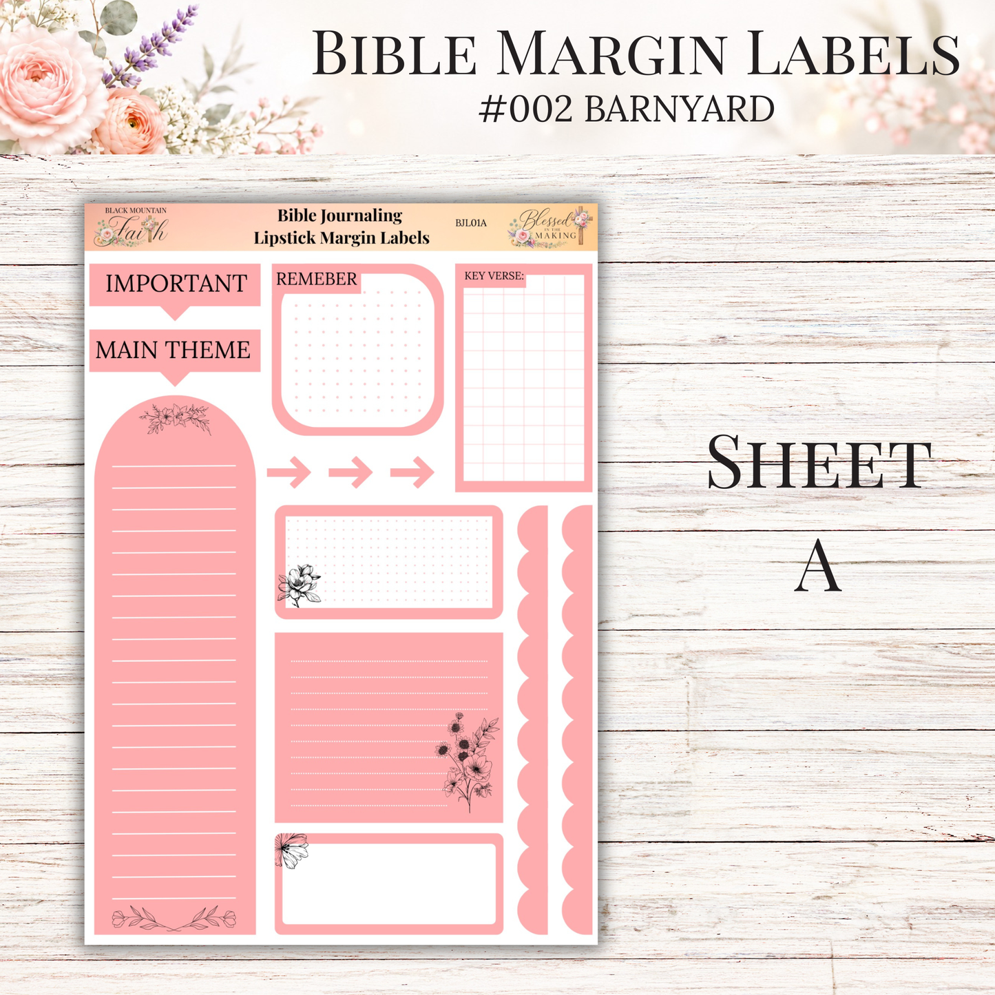 Bible Margin Labels #001 Lipstick | Physical Sticker Sheets for Scripture Study