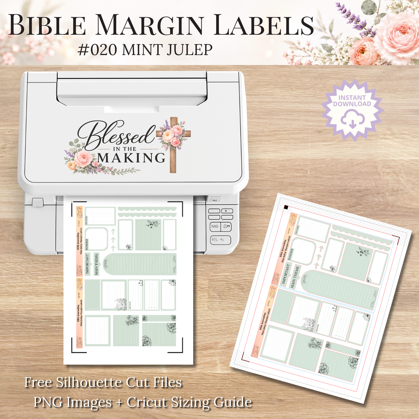 Bible Margin Labels 020 Mint Julep Print & Cut Bible Stickers