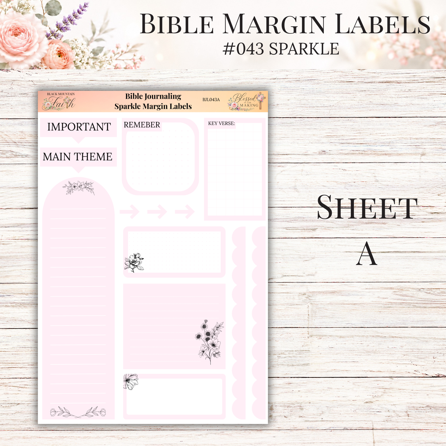 Bible Margin Labels #043 Sparkle | Physical Sticker Sheets for Scripture Study