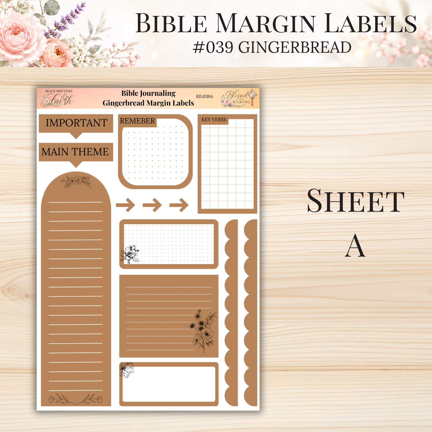 Bible Margin Labels #039 Gingerbread | Physical Sticker Sheets for Scripture Study