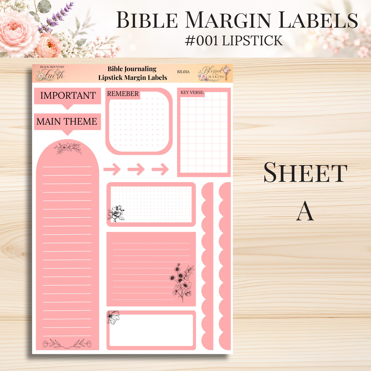 Bible Margin Labels #001 Lipstick | Physical Sticker Sheets for Scripture Study