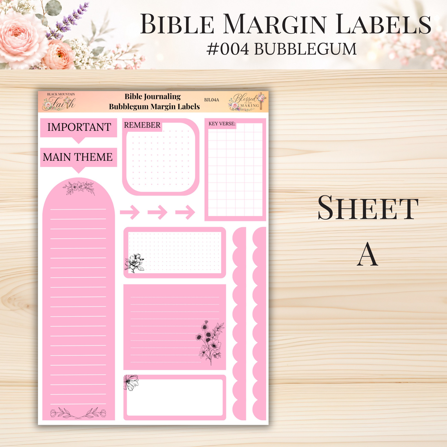 Bible Margin Labels #004 Bubblegum | Physical Sticker Sheets for Scripture Study