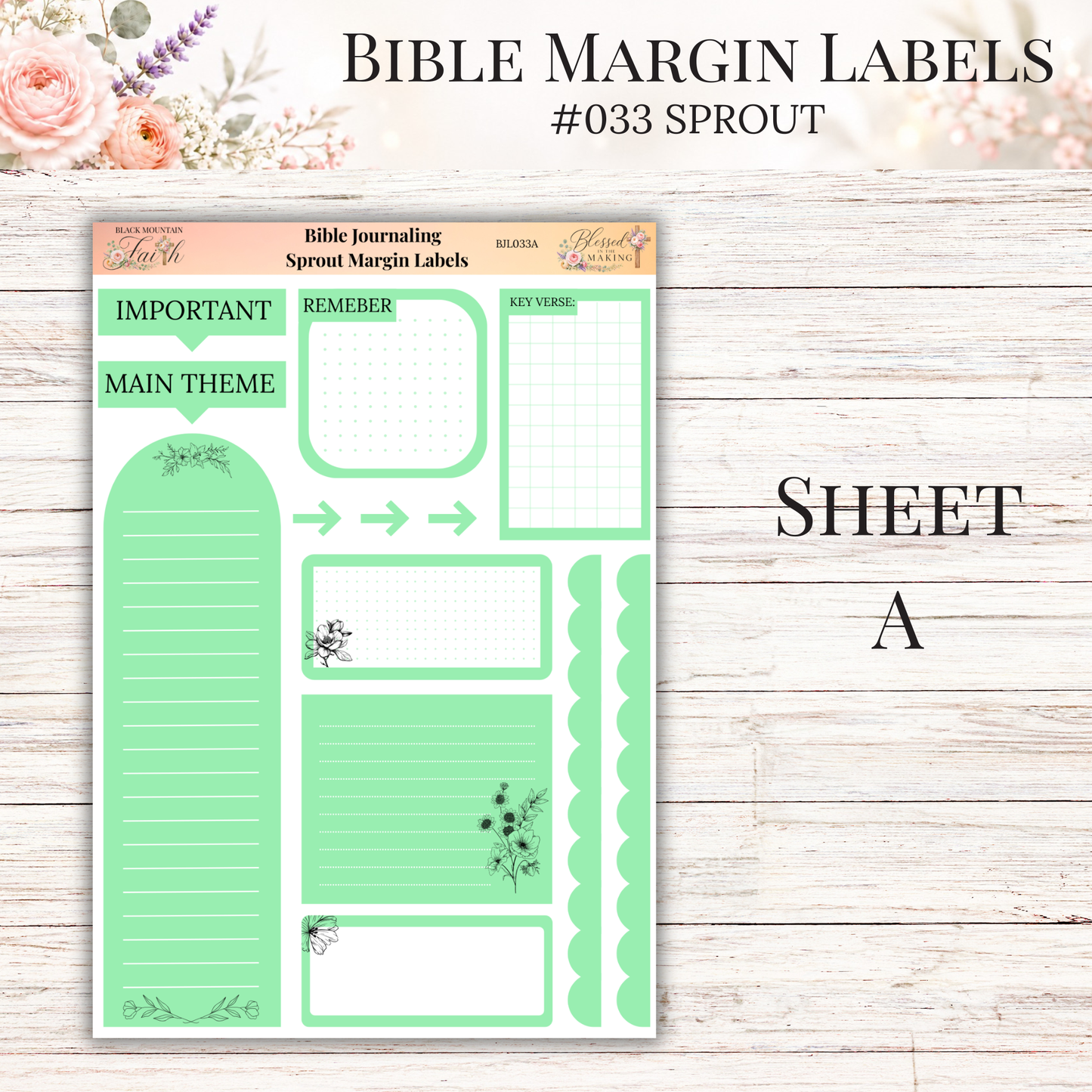 Bible Margin Labels #033 Sprout | Physical Sticker Sheets for Scripture Study