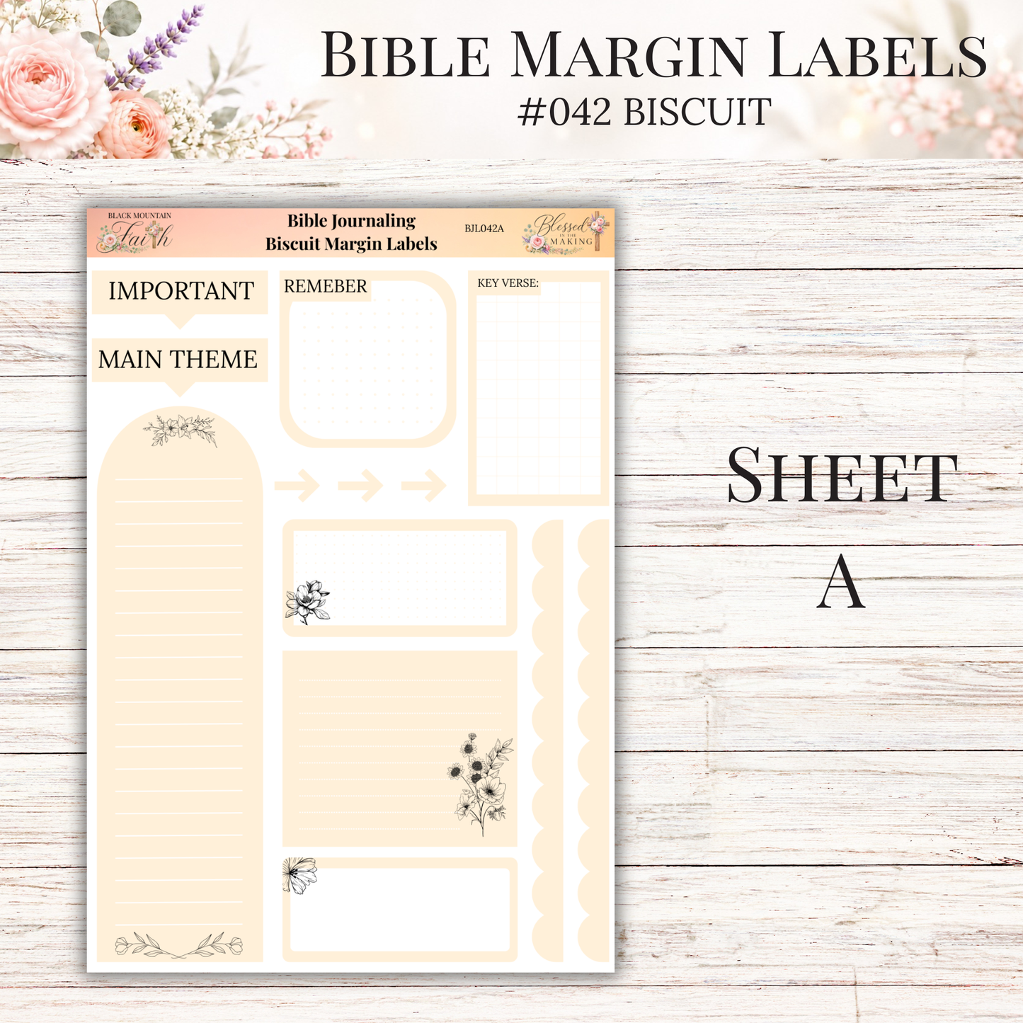 Bible Margin Labels #042 Biscuit | Physical Sticker Sheets for Scripture Study