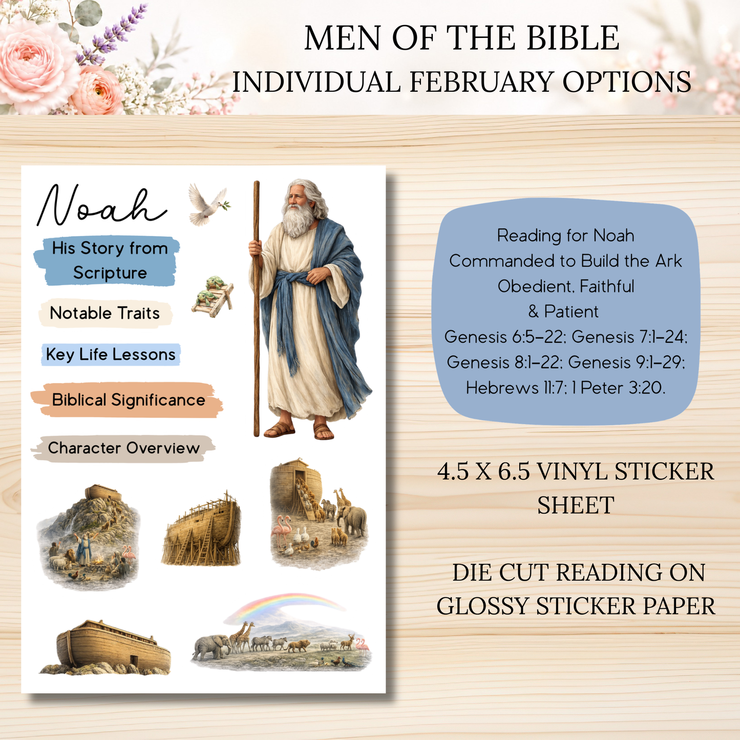 FEBRUARY Men of the Bible Individual Sticker Sheet Options