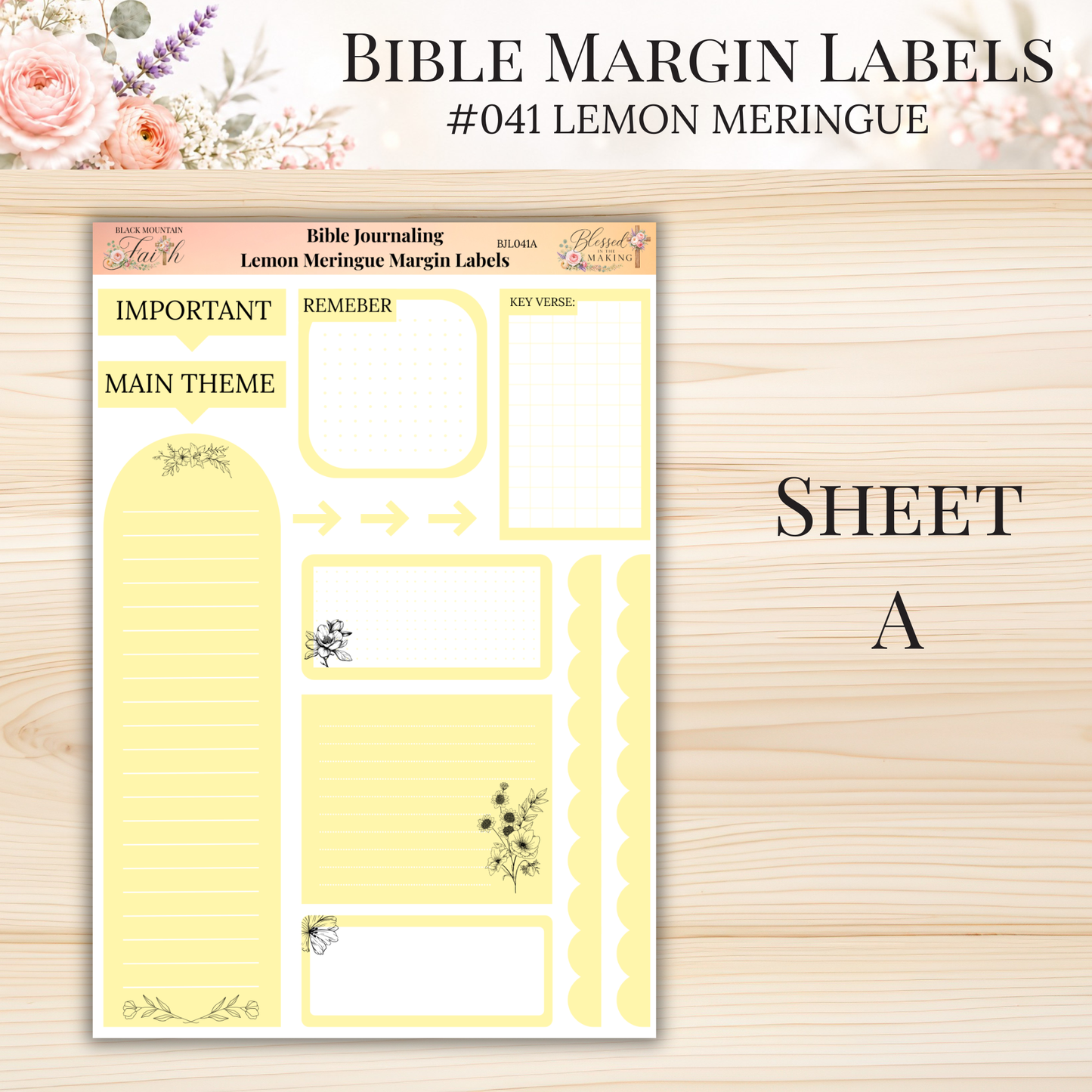 Bible Margin Labels #041 Lemon Meringue | Physical Sticker Sheets for Scripture Study