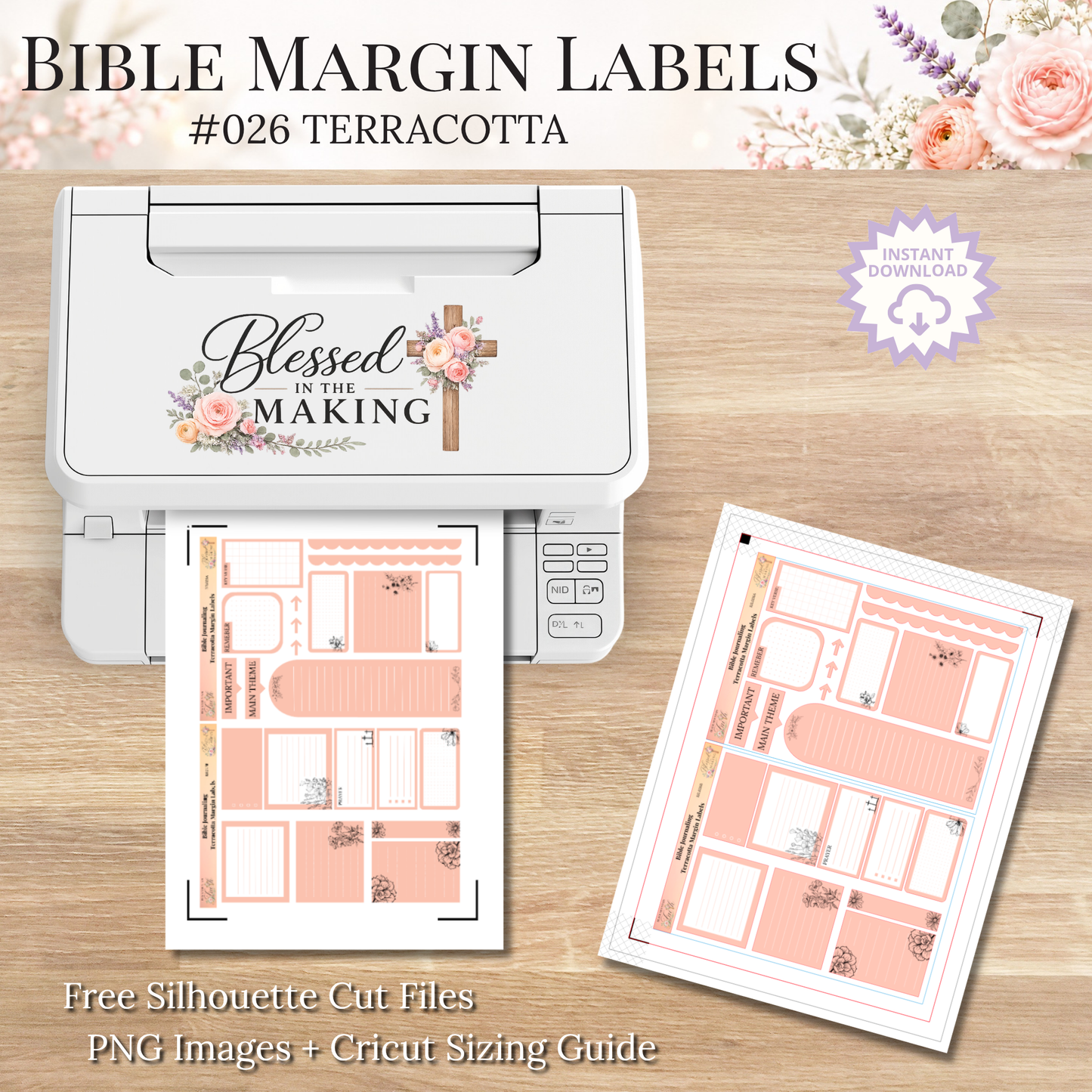 Bible Margin Labels 026 Terracotta Print & Cut Bible Stickers