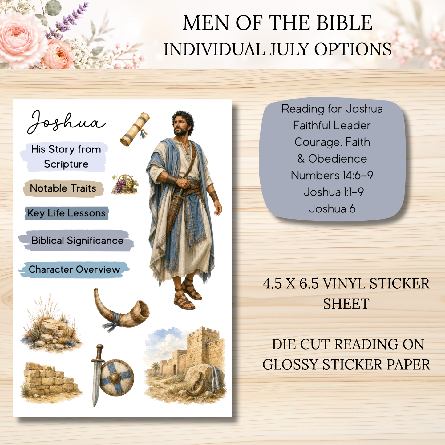 JULY Men of the Bible Individual Sticker Sheet Options