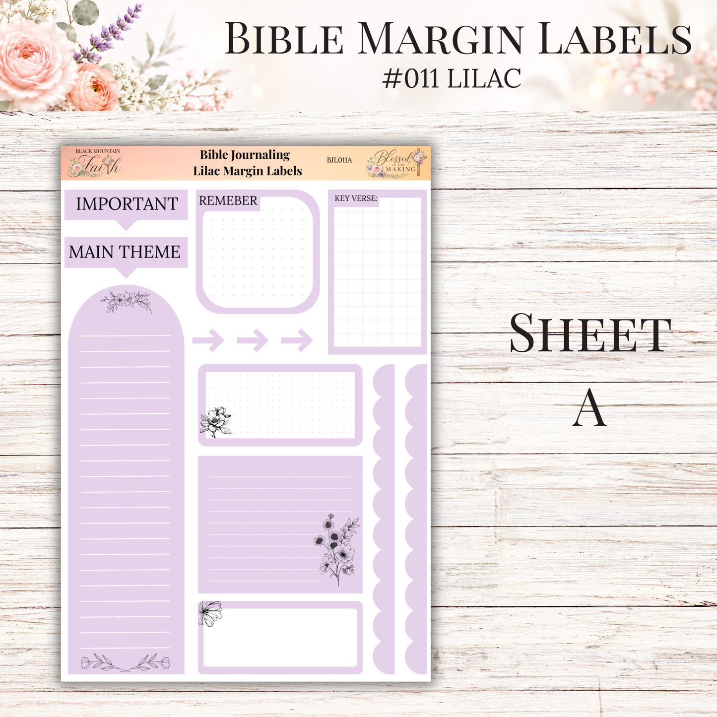 Bible Margin Labels #011 Lilac | Physical Sticker Sheets for Scripture Study
