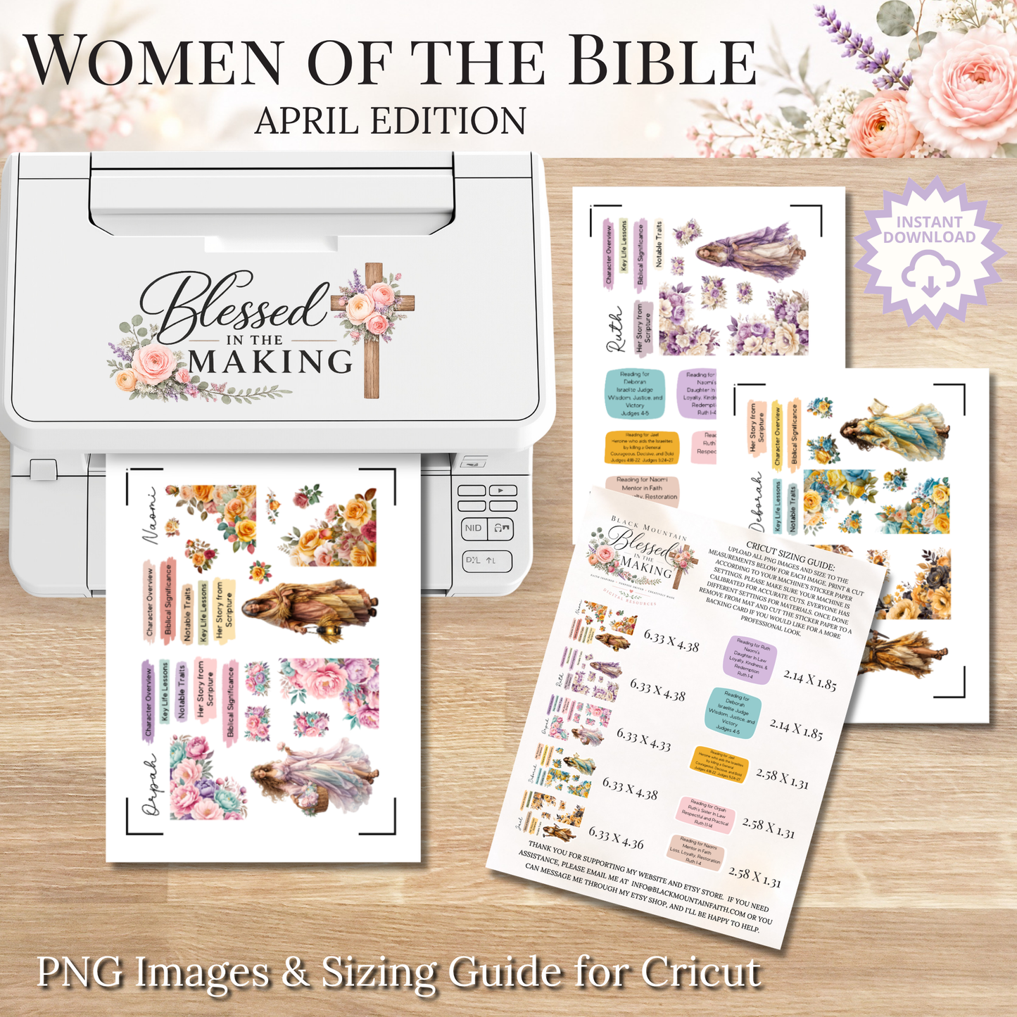 April Women of the Bible | Printable PDF | Cricut & Silhouette Files | Digital Stickers