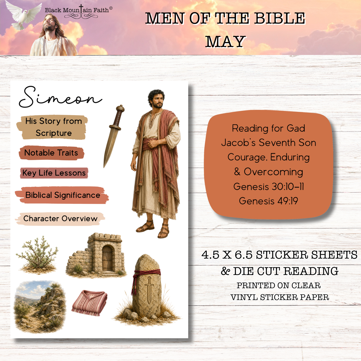 MAY Men of the Bible Snail Mail Stickers Stand Alone Listing