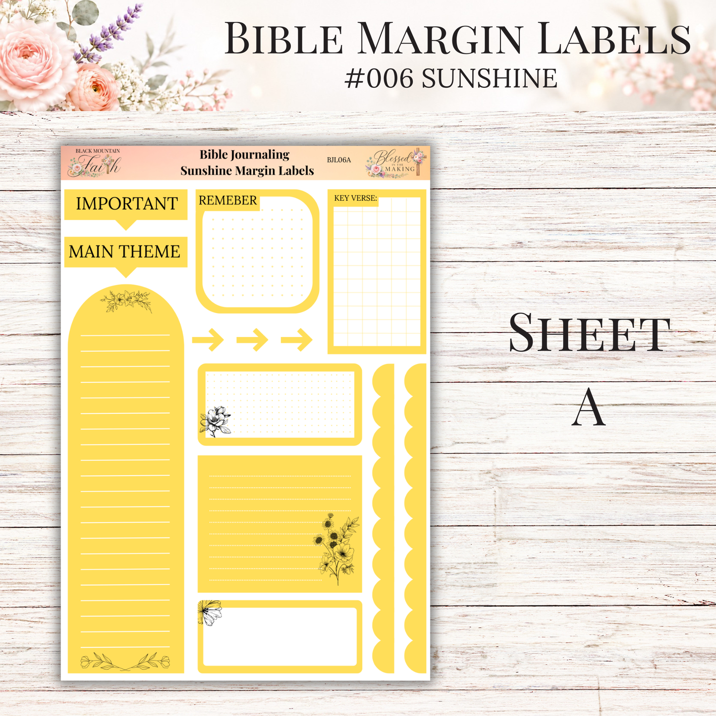 Bible Margin Labels #006 Sunshine | Physical Sticker Sheets for Scripture Study