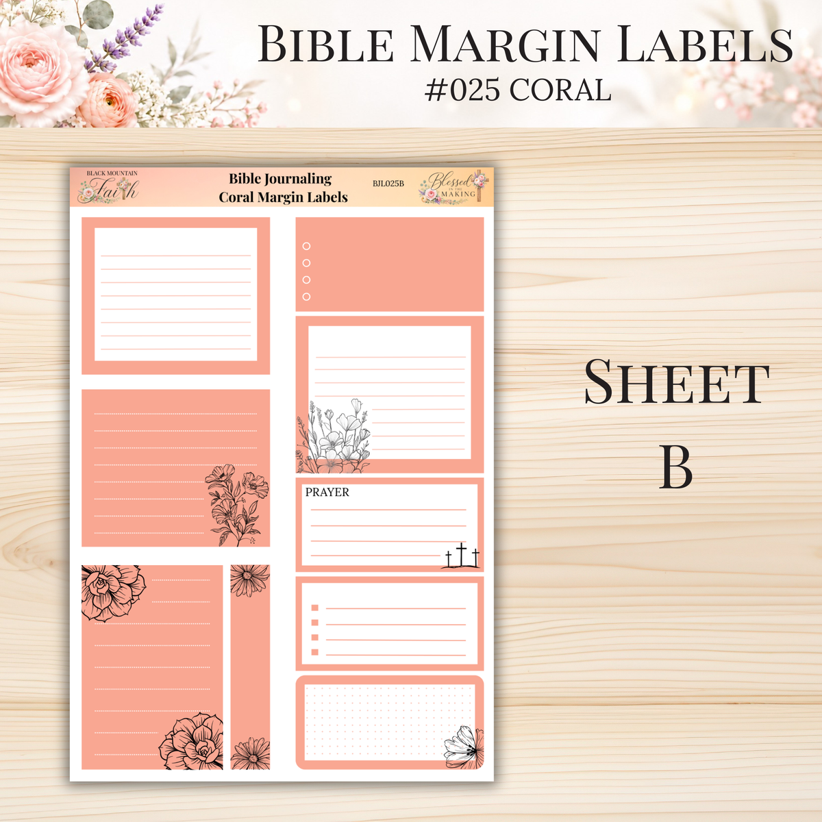 Bible Margin Labels #025 Coral| Physical Sticker Sheets for Scripture Study