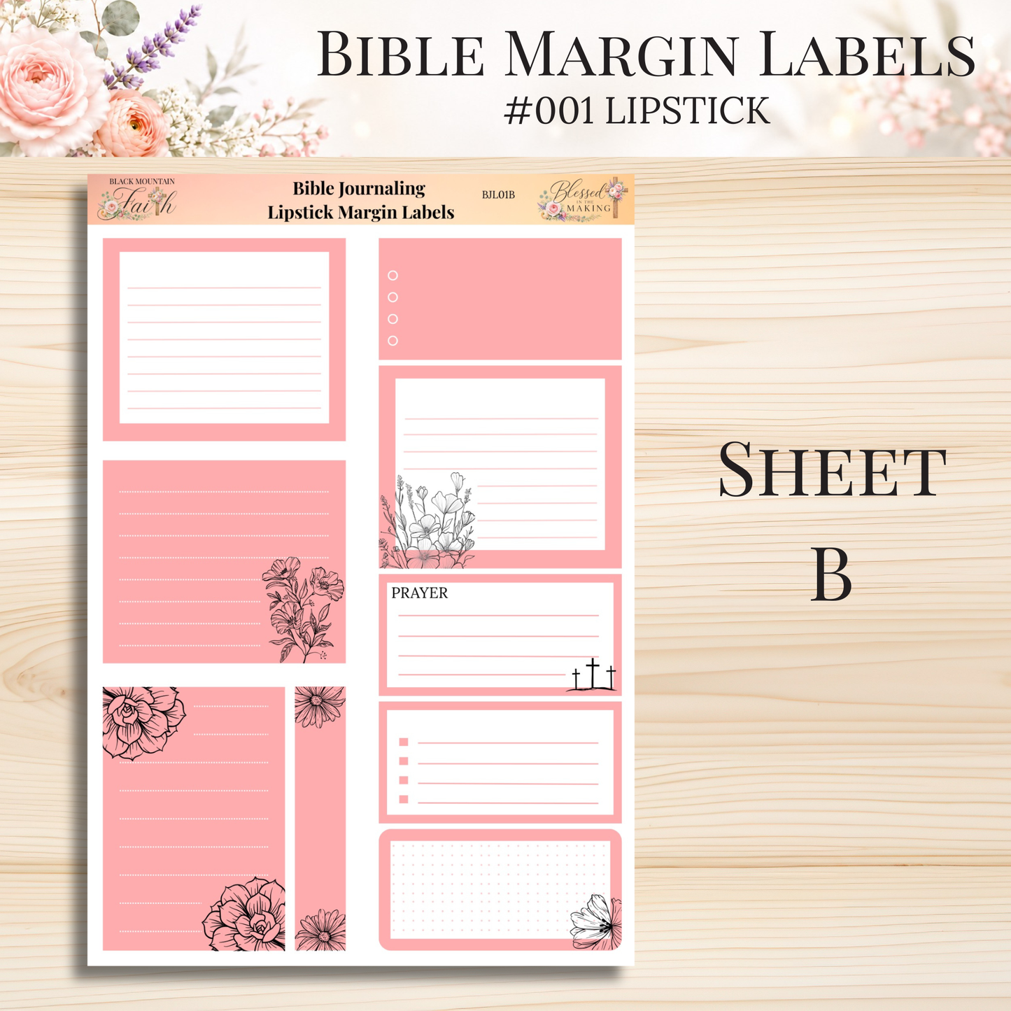 Bible Margin Labels #001 Lipstick | Physical Sticker Sheets for Scripture Study