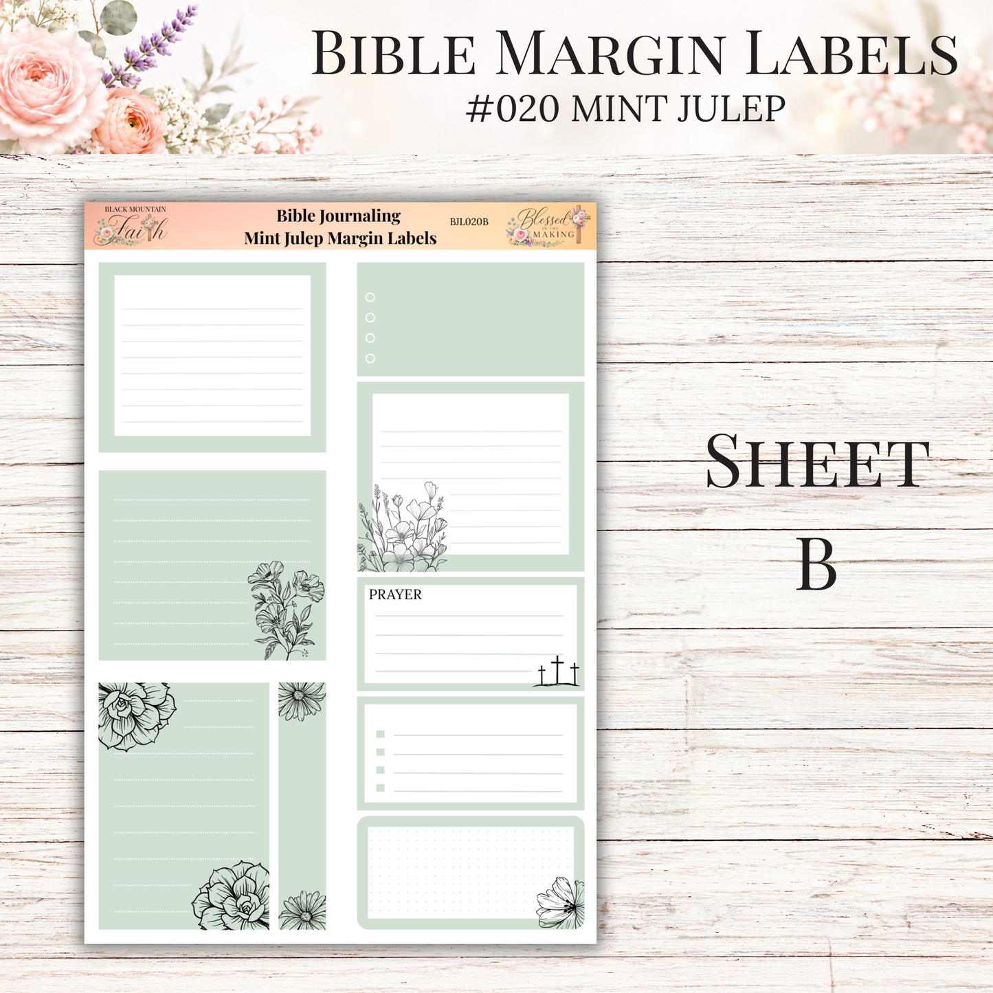 Bible Margin Labels #020 Mint Julep | Physical Sticker Sheets for Scripture Study
