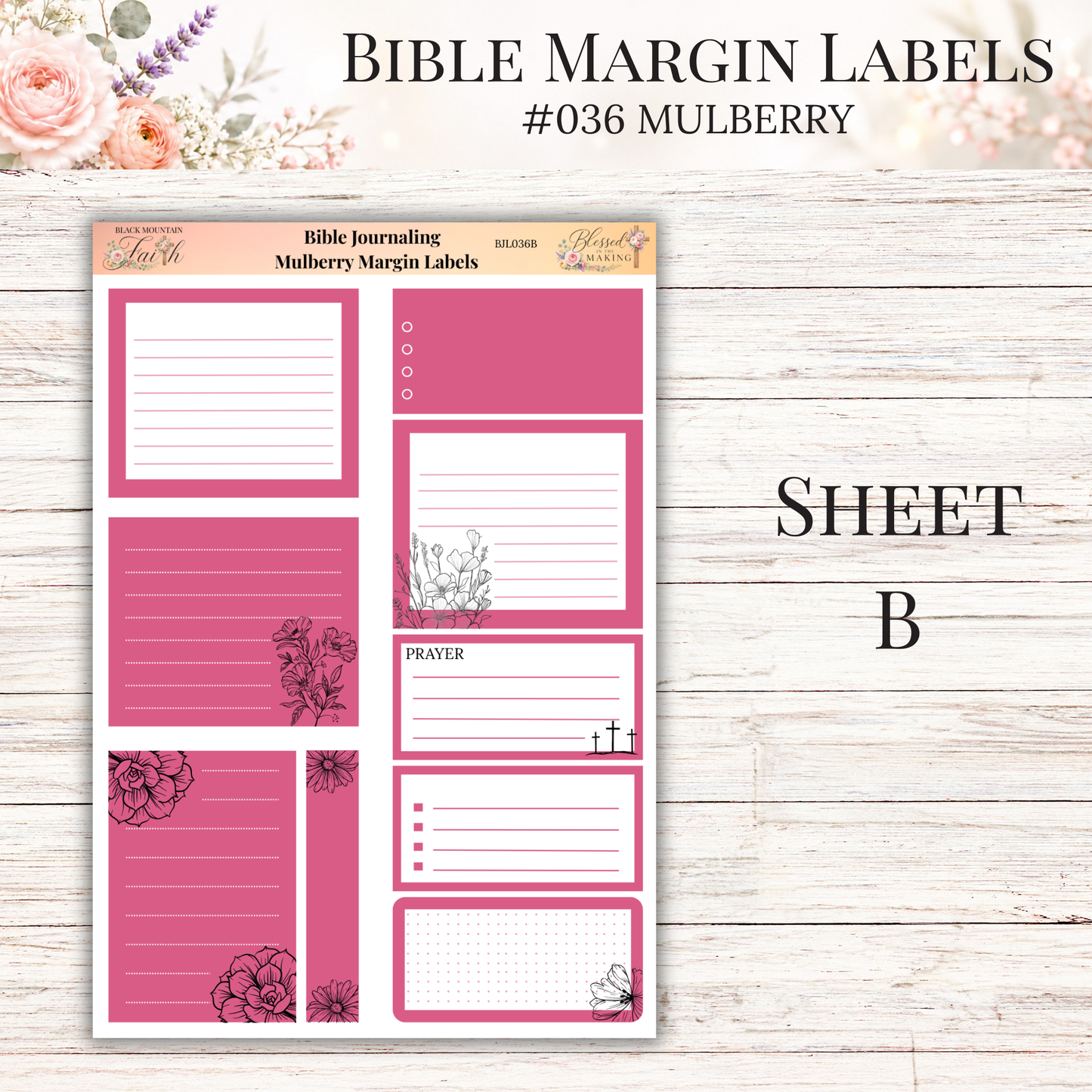 Bible Margin Labels #036 Mulberry | Physical Sticker Sheets for Scripture Study