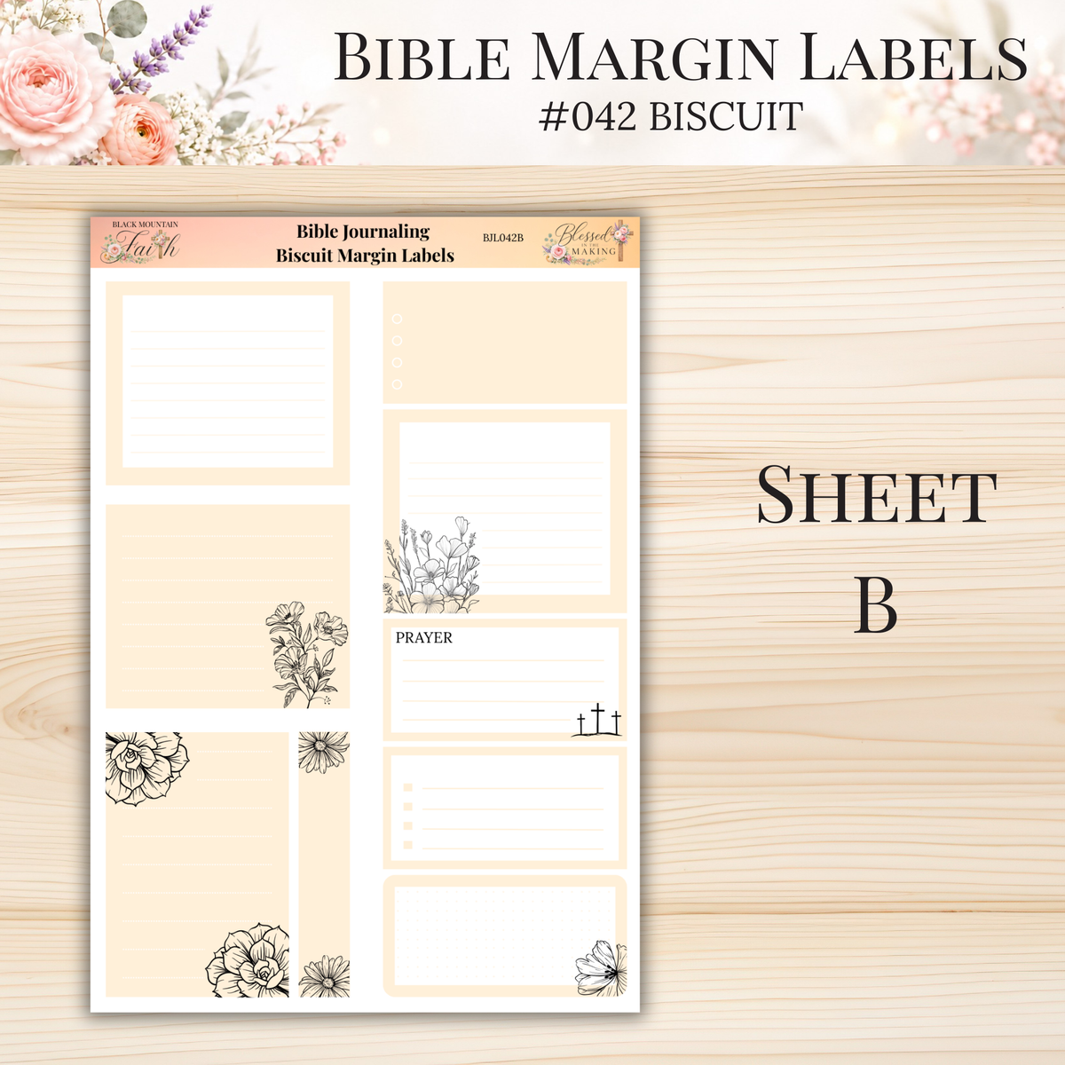 Bible Margin Labels #042 Biscuit | Physical Sticker Sheets for Scripture Study