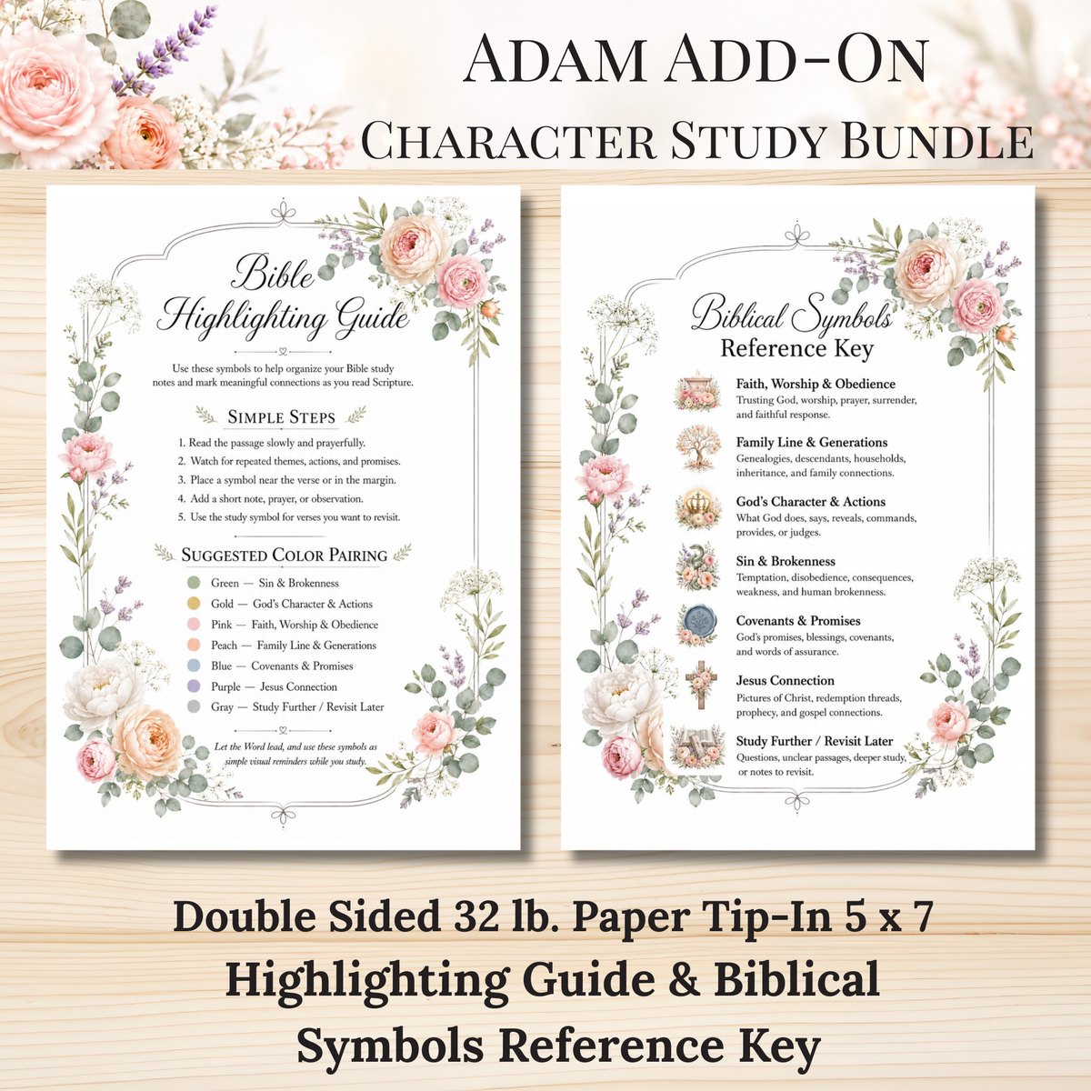 Adam Add-On Character Study Bundle | Physical Bible Study Notes, Tip-Ins, Stickers & Bible Margin Labels